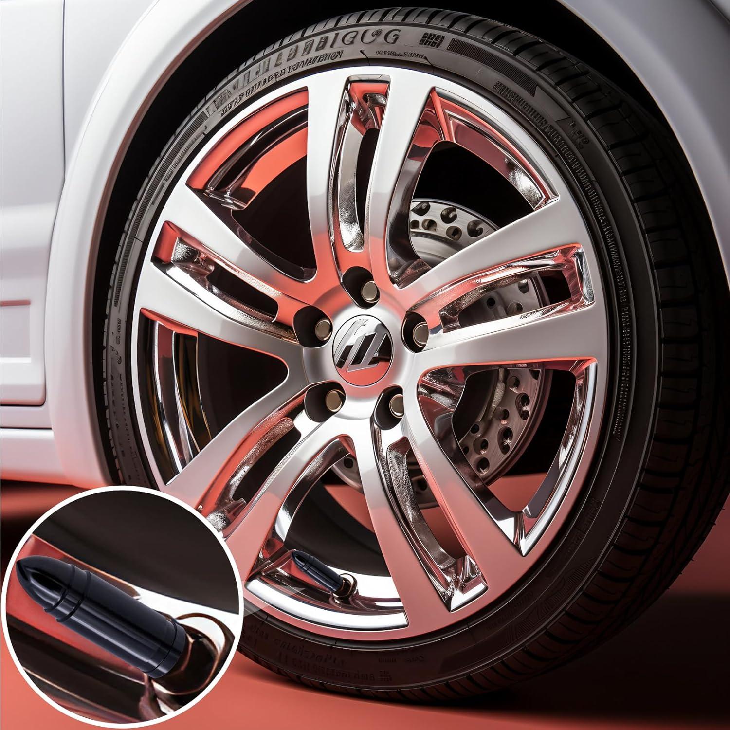 4 Tapones de Válvula de Neumático MEAJOO de Aluminio Negro