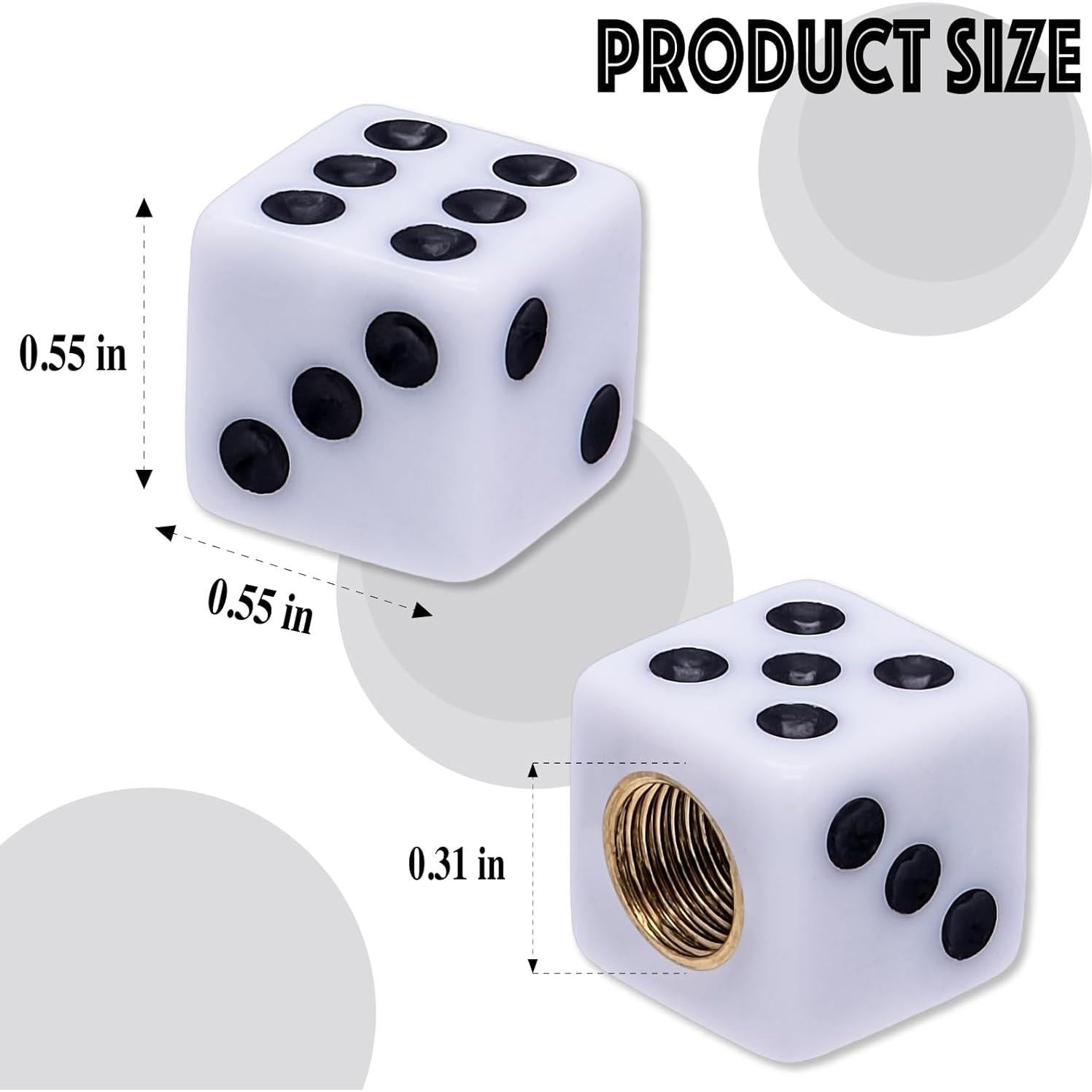 4 Tapas de Válvula de Neumático MEAJOO Dado Blanco Universales