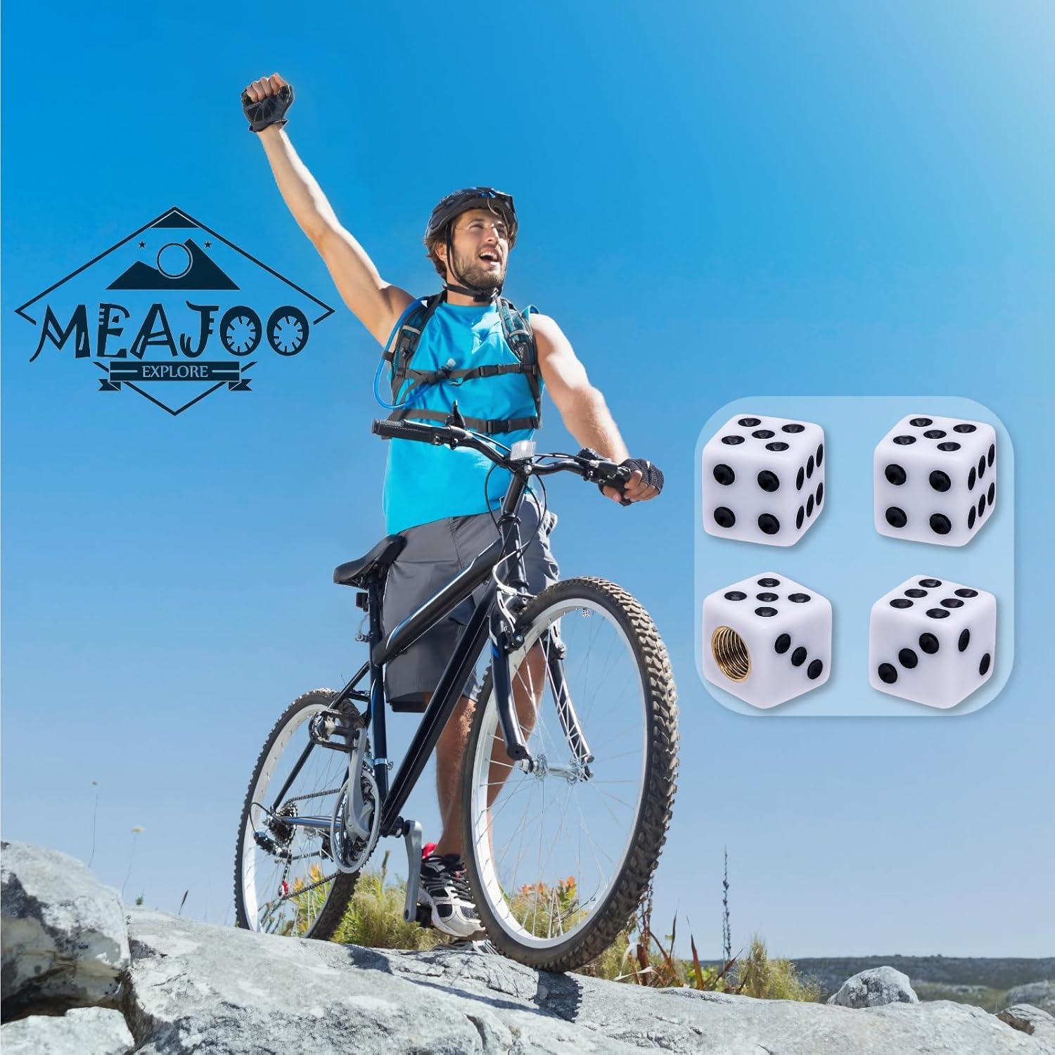 4 Tapas de Válvula de Neumático MEAJOO Dado Blanco Universales