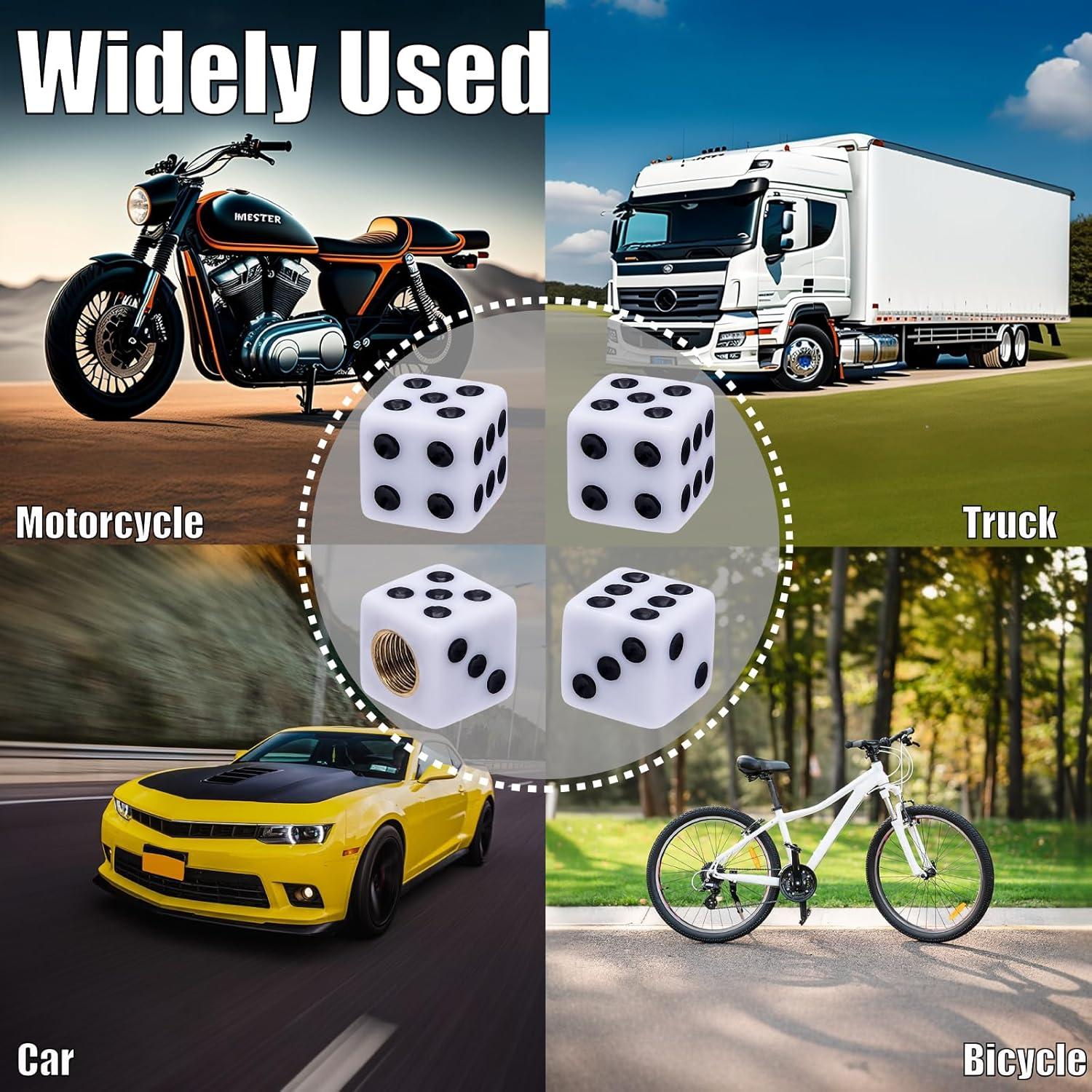 4 Tapas de Válvula de Neumático MEAJOO Dado Blanco Universales