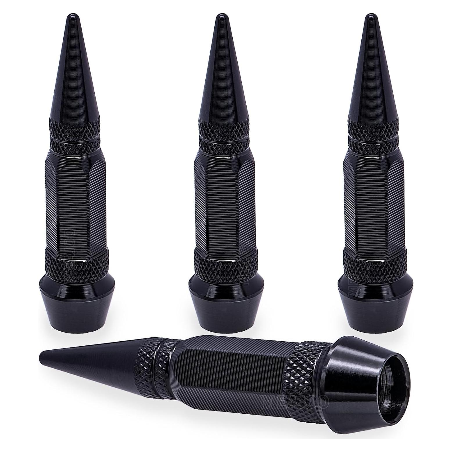 4 Tapones de Válvula de Neumático MEAJOO 60MM Negro Universal