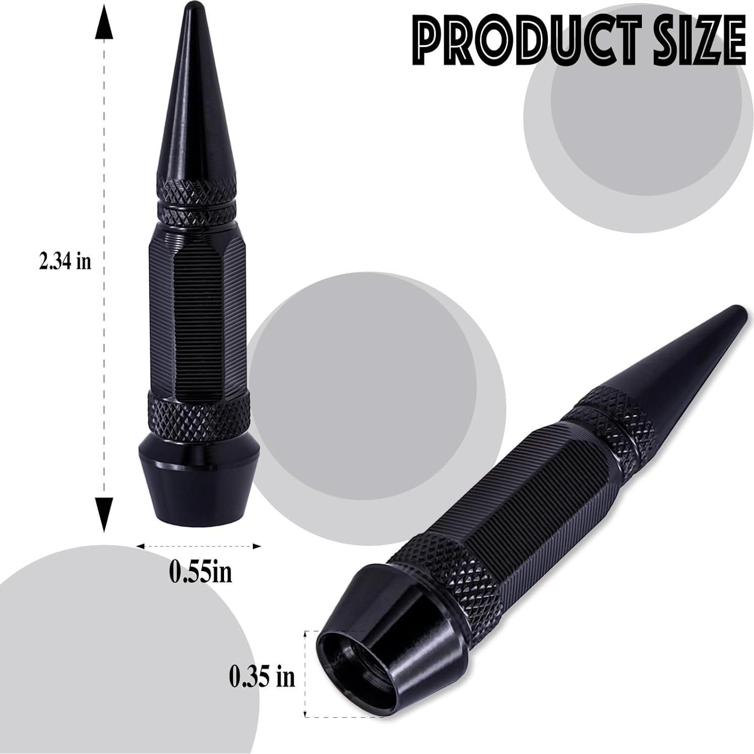 4 Tapones de Válvula de Neumático MEAJOO 60MM Negro Universal