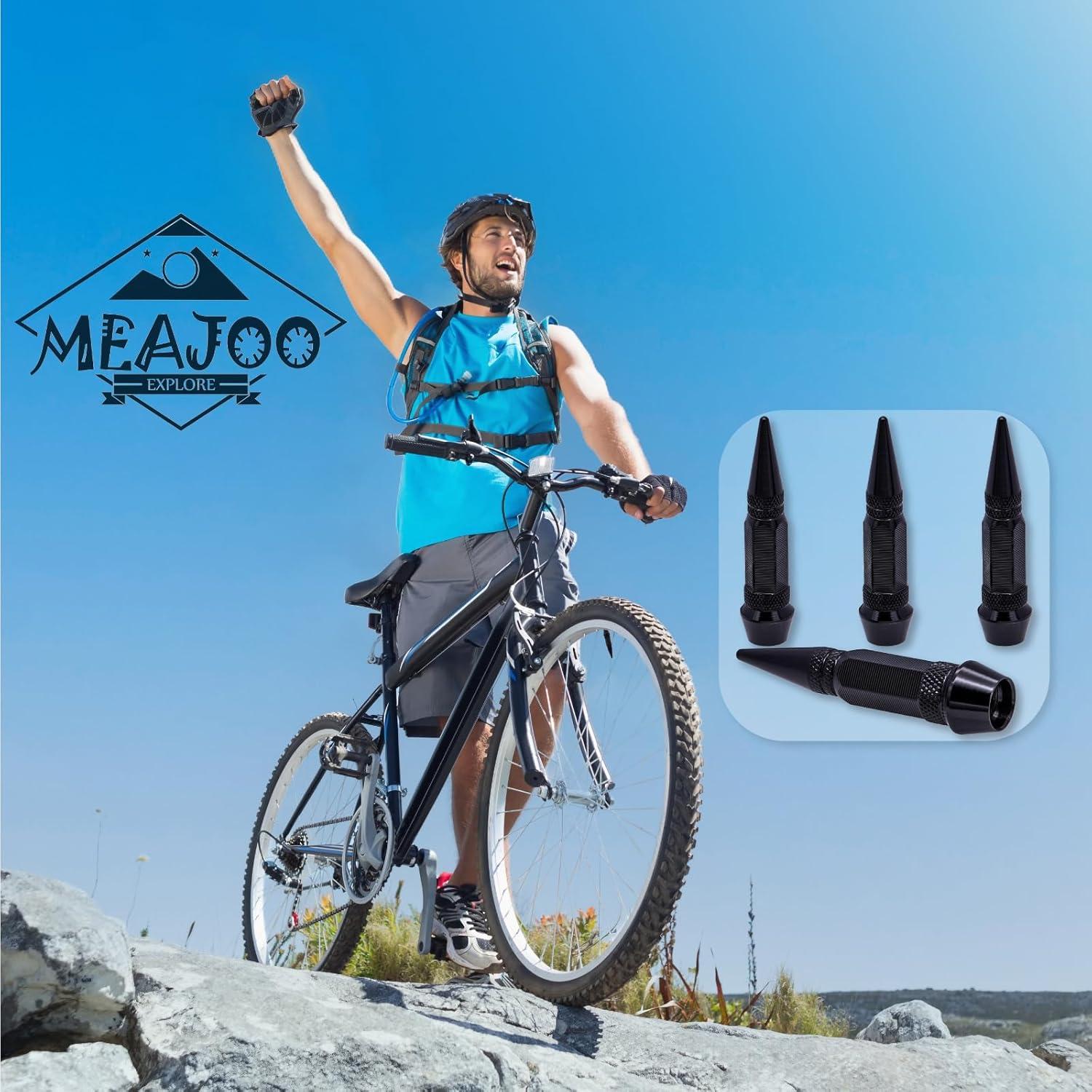 4 Tapones de Válvula de Neumático MEAJOO 60MM Negro Universal