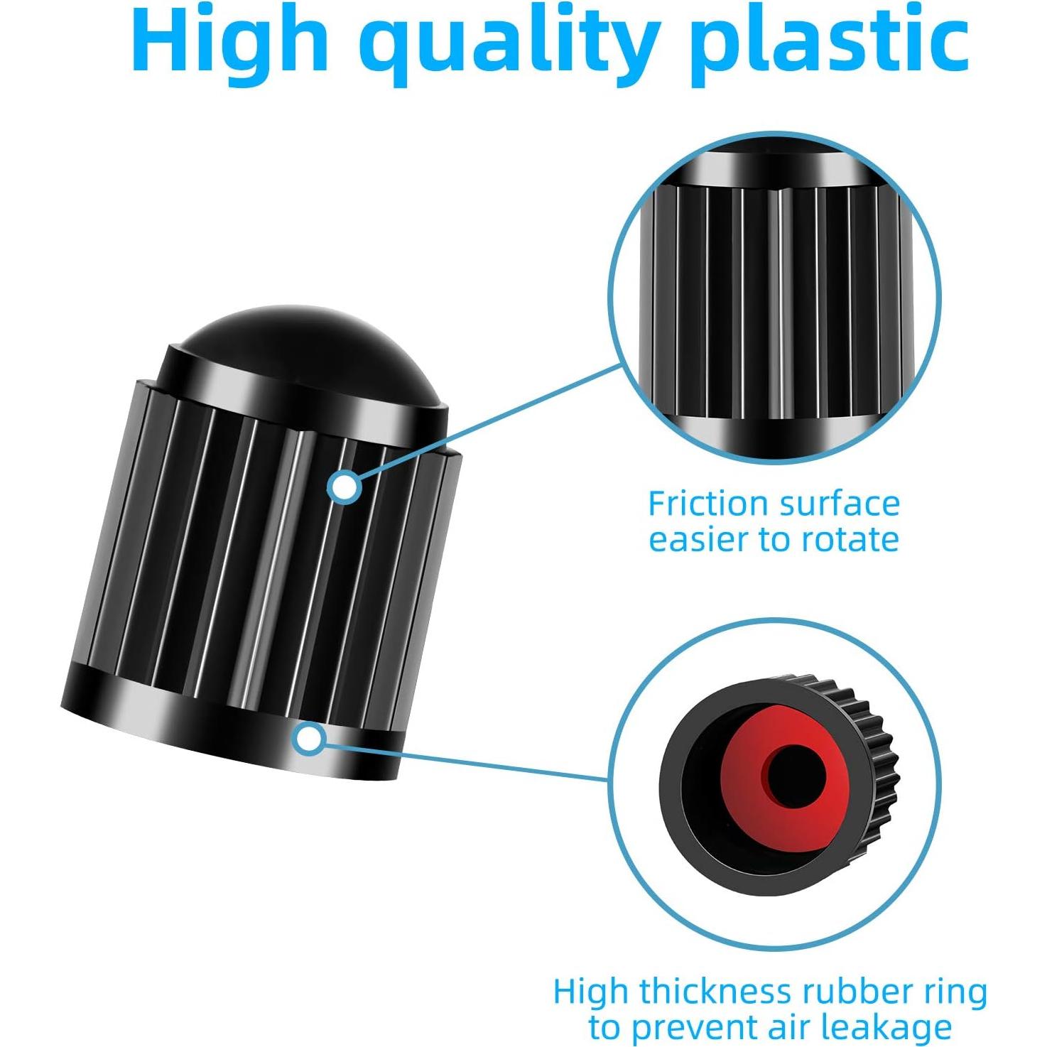 HZJD Tire Valve Caps, Black, with O Rubber Ring, for Cars, SUVs, Bike and Bicycle, Trucks, Motorcycles(25PCS)