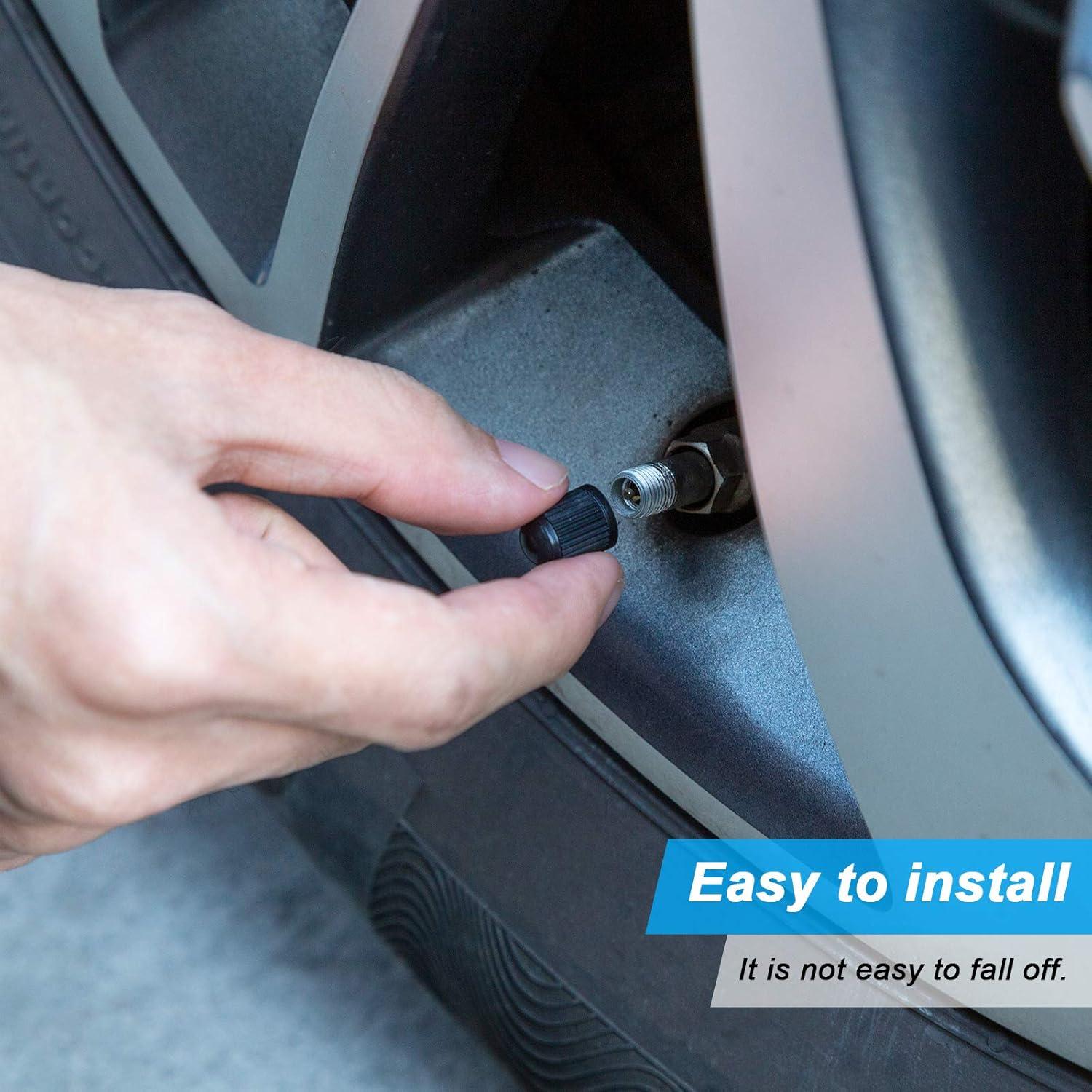 HZJD Tire Valve Caps, Black, with O Rubber Ring, for Cars, SUVs, Bike and Bicycle, Trucks, Motorcycles(25PCS)