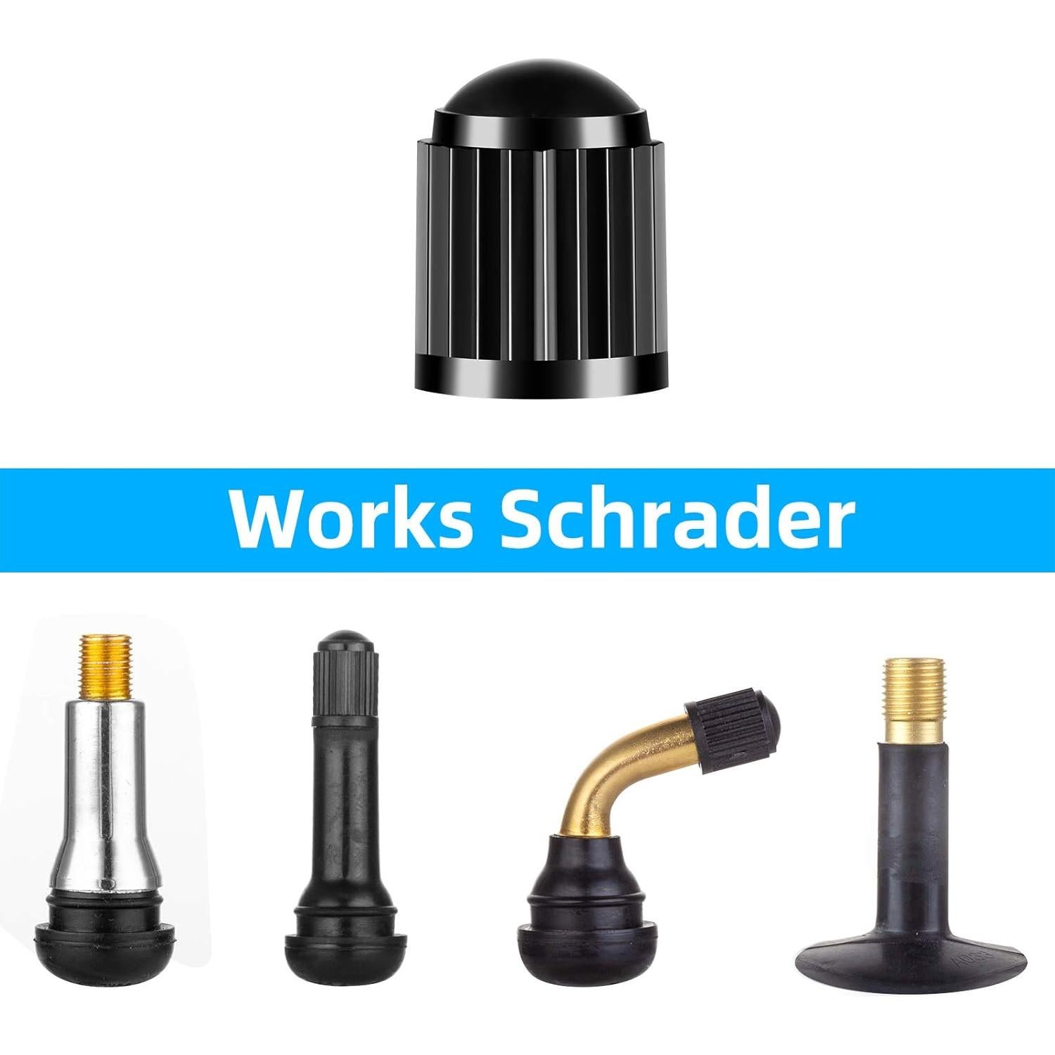 HZJD Tire Valve Caps, Black, with O Rubber Ring, for Cars, SUVs, Bike and Bicycle, Trucks, Motorcycles(25PCS)