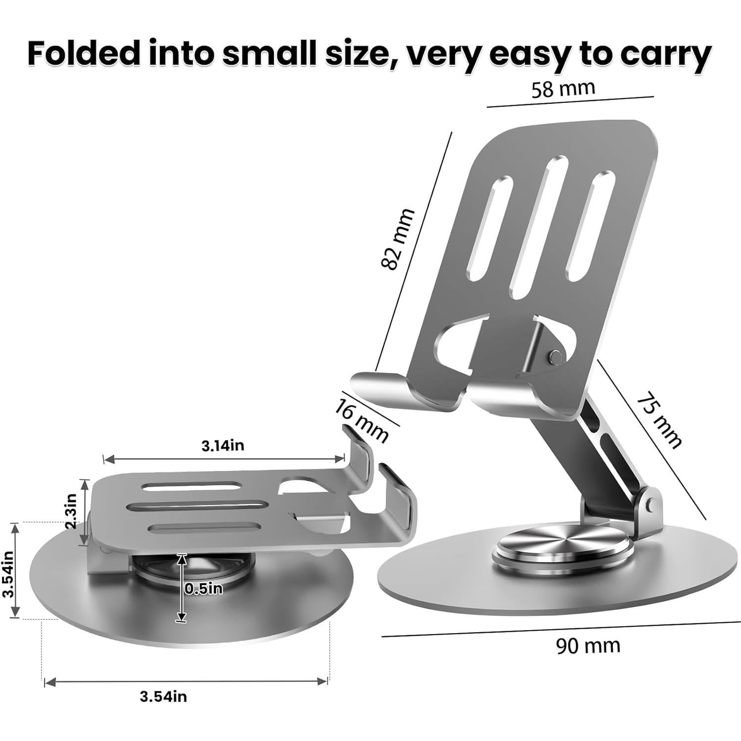 Soporte de Teléfono Lusosh Ajustable 360° Metal Gris