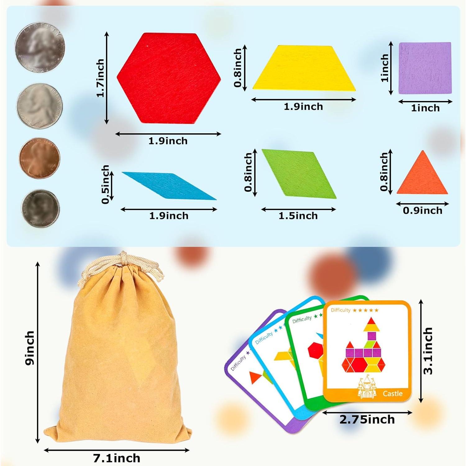 Bloques de Patrón de Madera LOVESTOWN 209 Piezas Educativos
