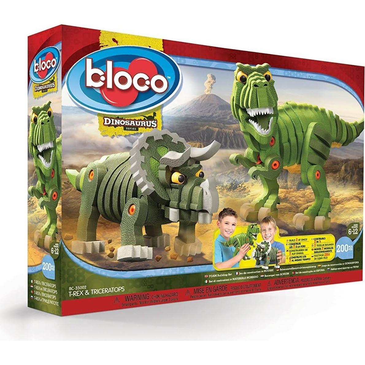 Set de Construcción Dinosaurios Bloco Toys T-Rex y Triceratops 200 Piezas