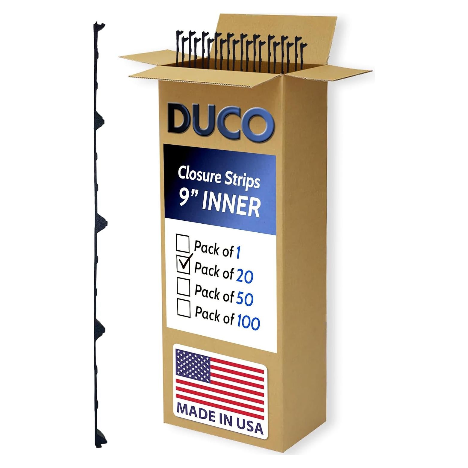 Cierre de Espuma Duco 9" Negro 20 Tiras 3 pies para Techos