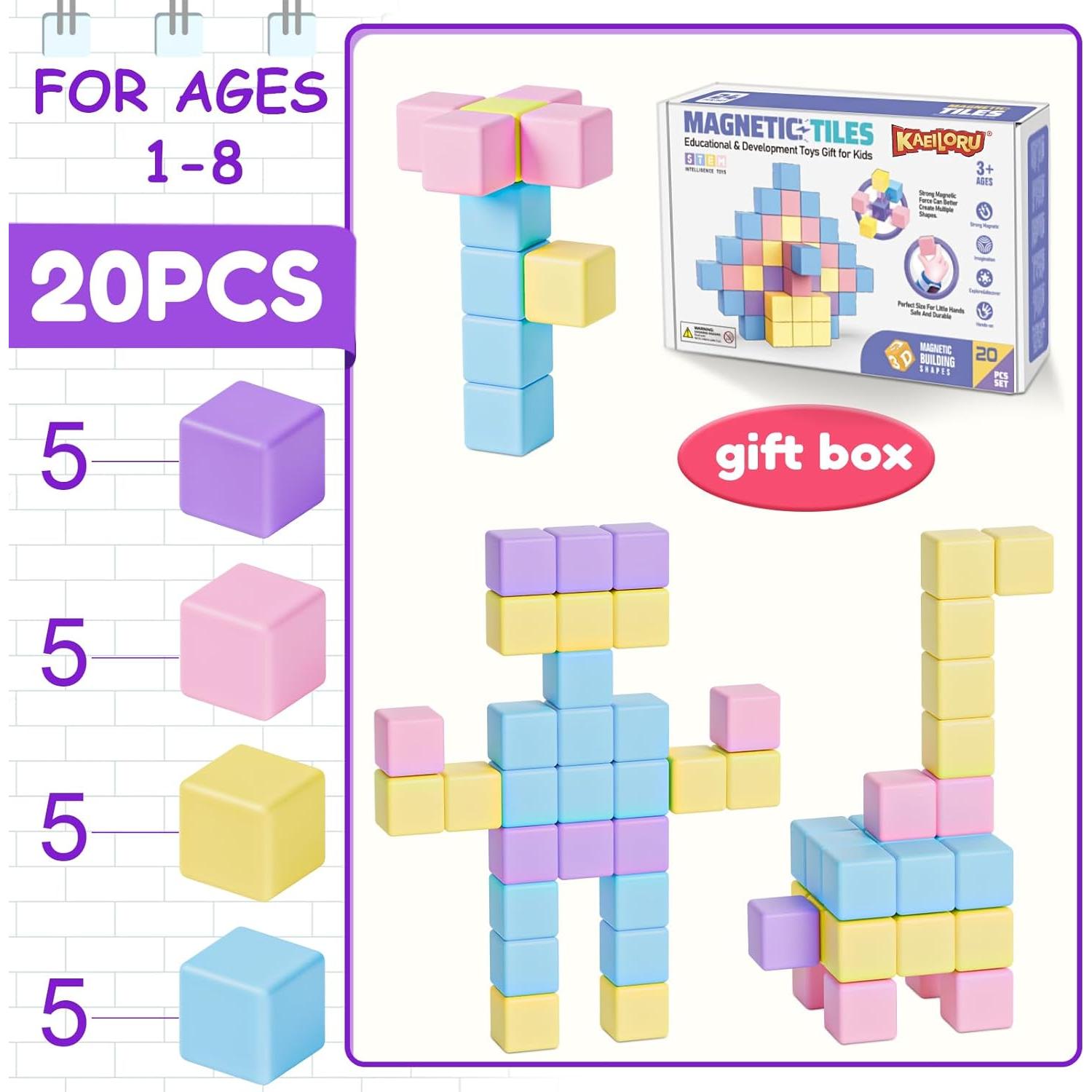 Bloques Magnéticos Macaron para Niños 3-5 Años - 20 Piezas