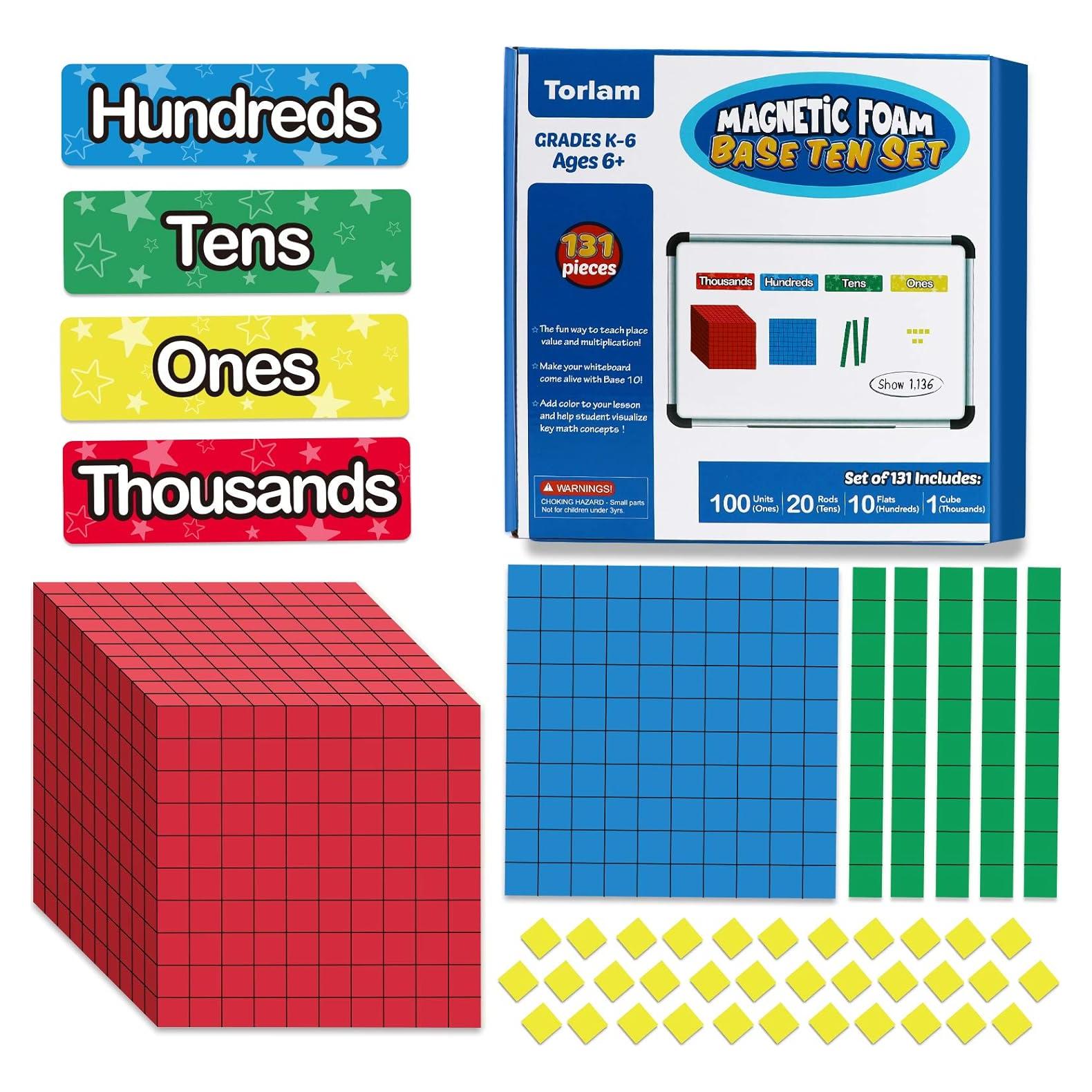 Bloques Magnéticos Base Diez Torlam 131 PCS para Primaria