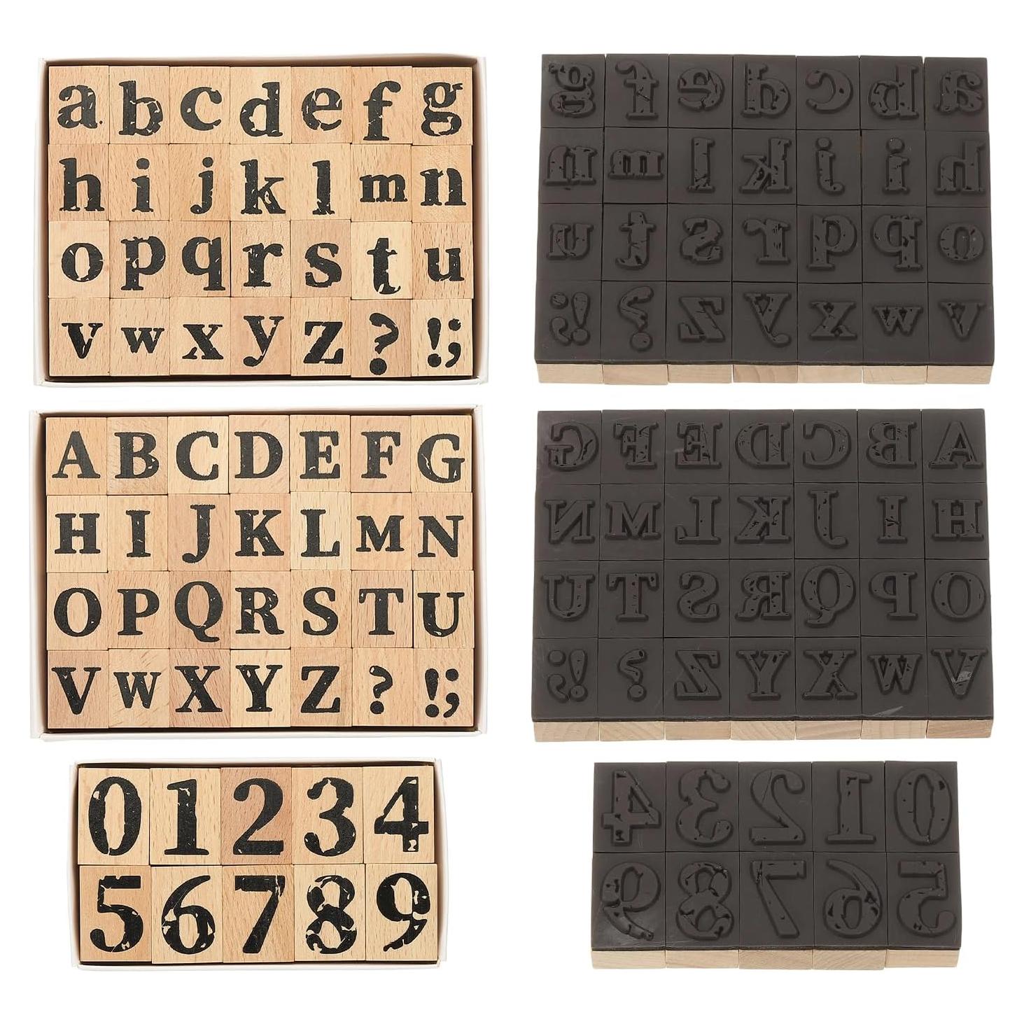 Sello de Madera PATIKIL, Letras y Números Vintage para DIY