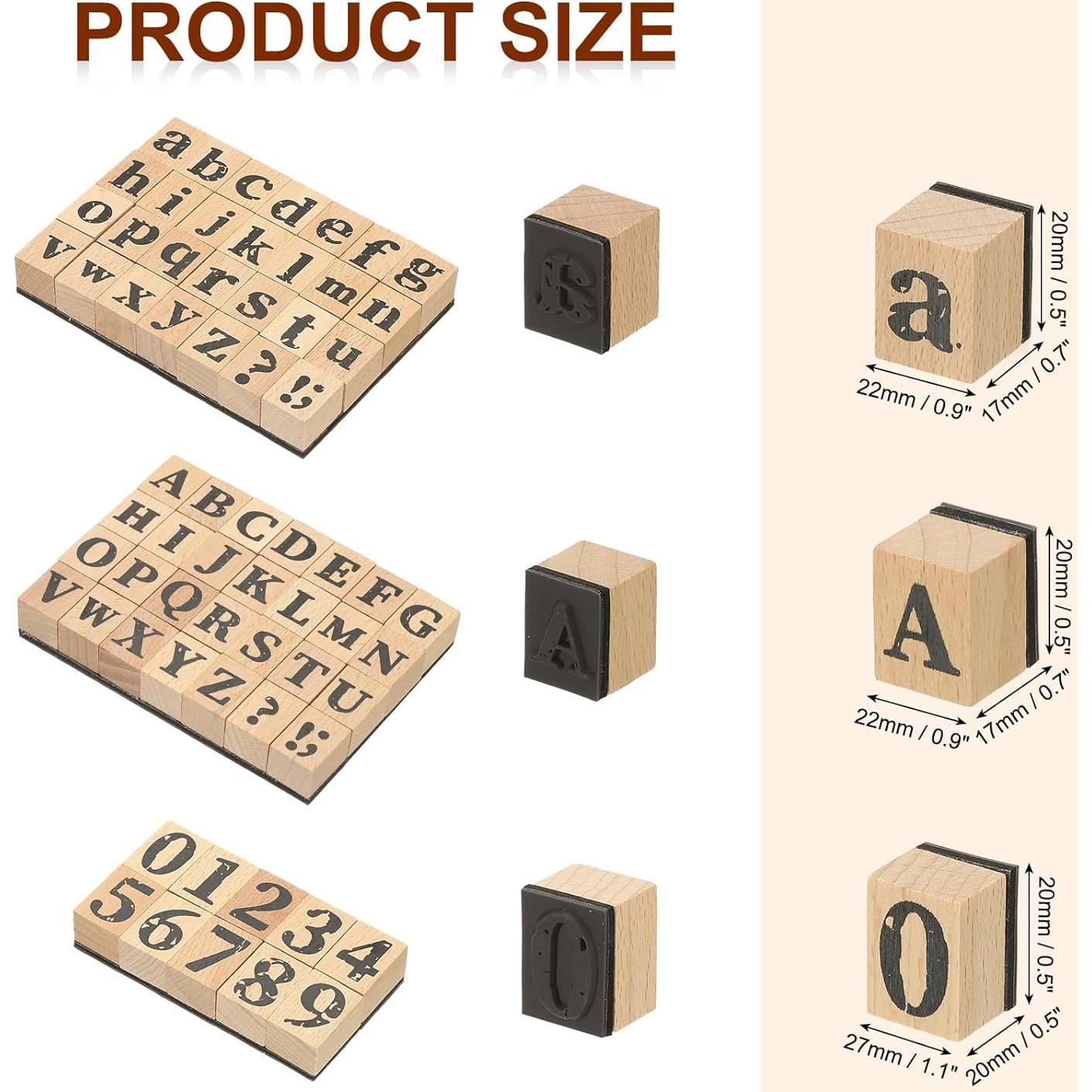 Sello de Madera PATIKIL, Letras y Números Vintage para DIY