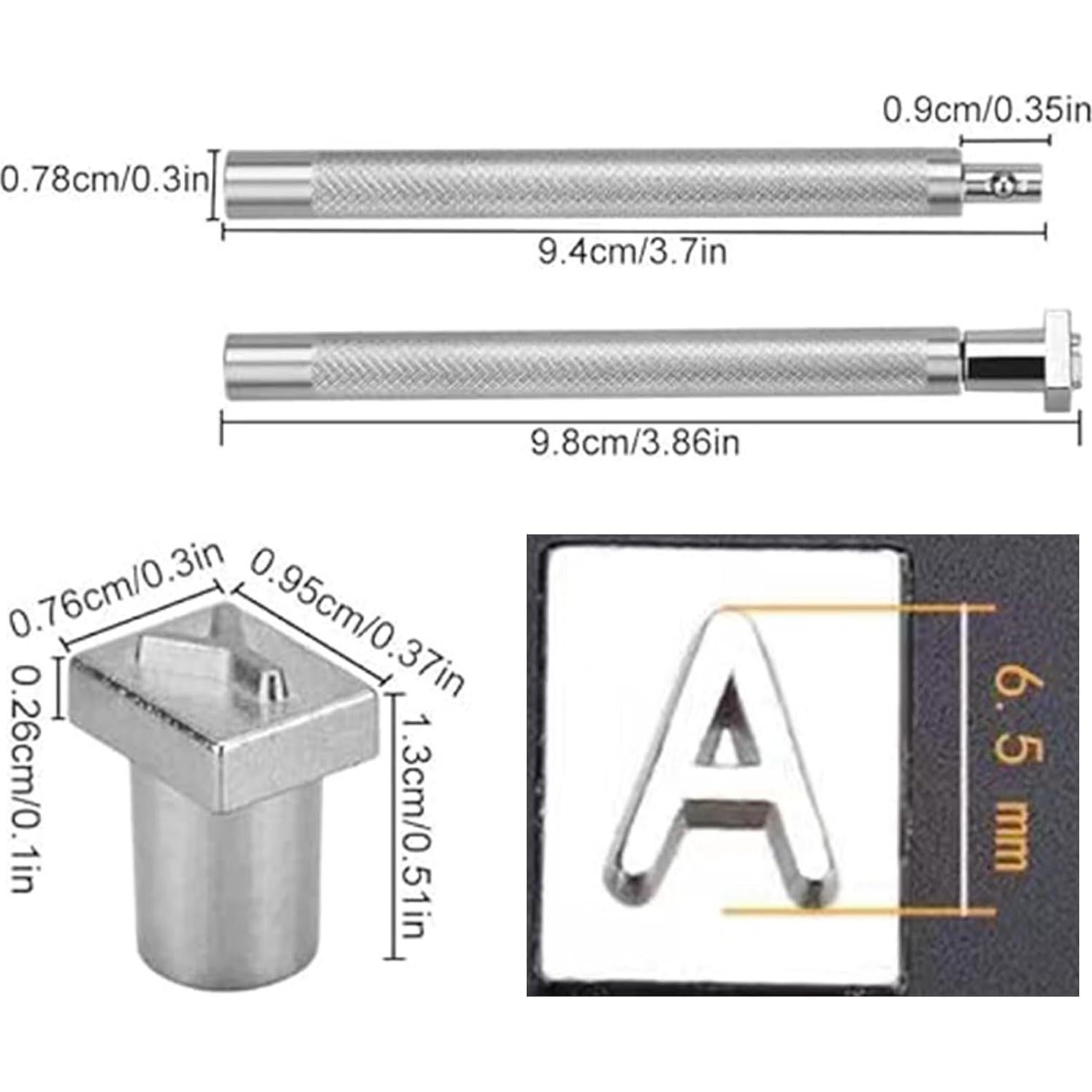 Kit de Sellos de Cuero PXBBZDQ 37 PCS Letras y Números 6.35 mm