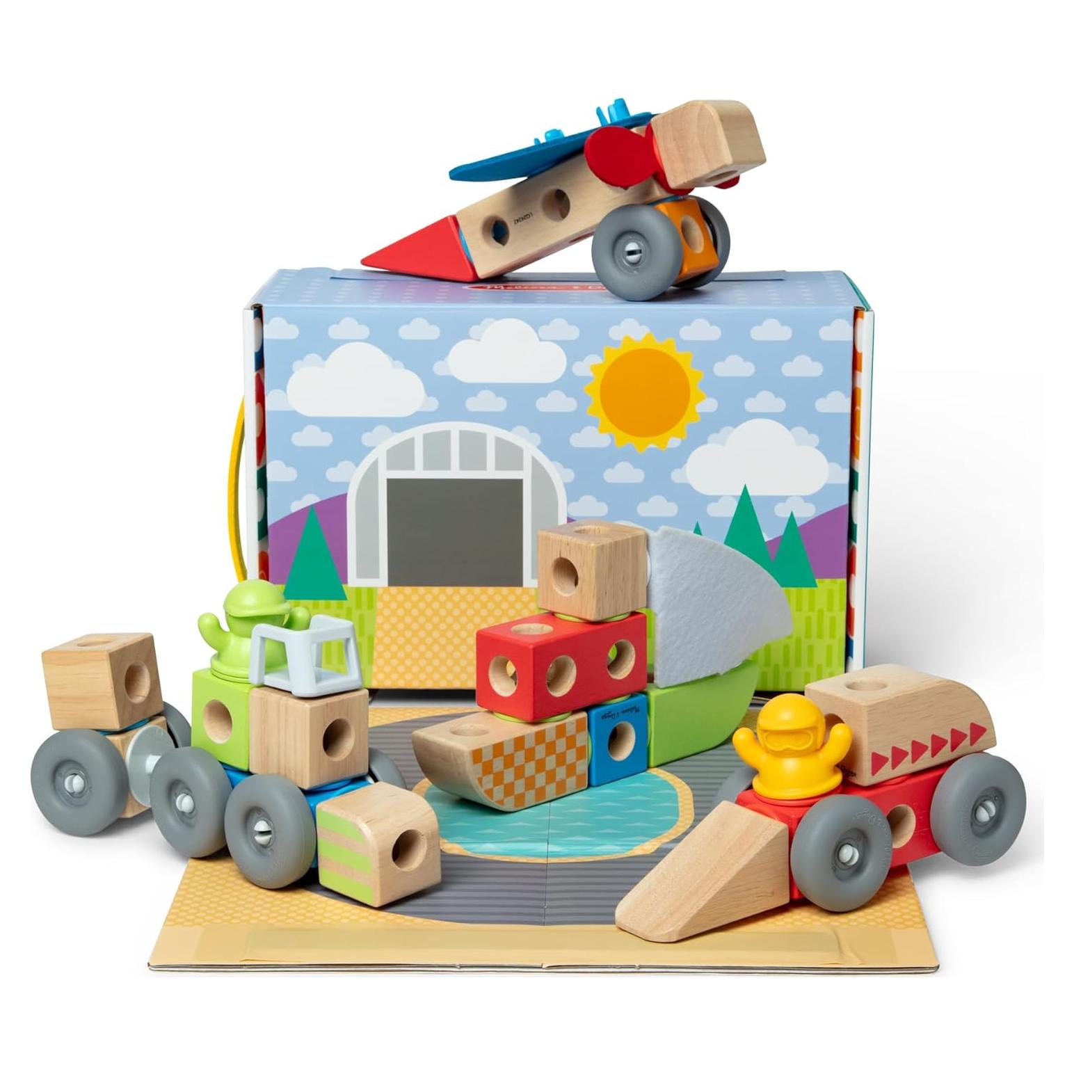 Bloques de Madera Conectables Melissa & Doug 54 Pcs Vehículos