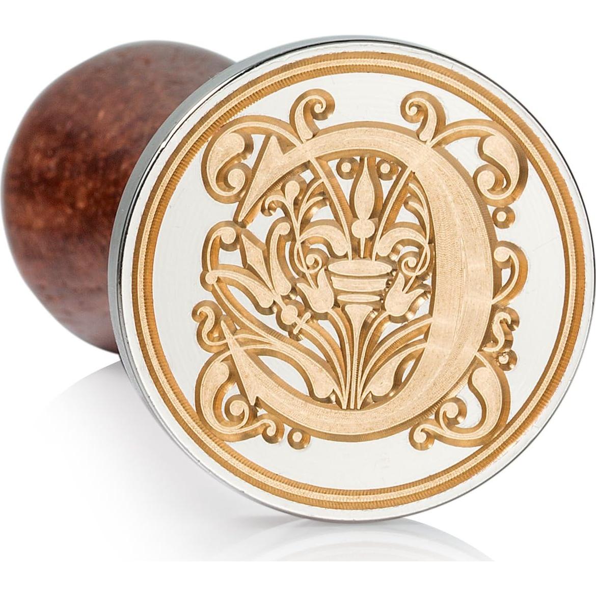 Sello de Cera Mceal Letra C 30mm Latón Plateado con Mango Madera