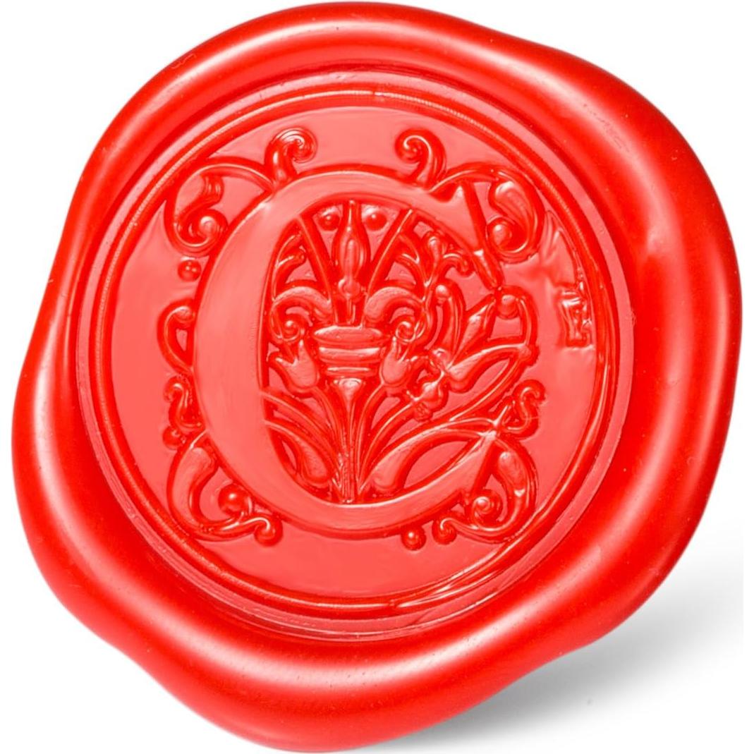 Sello de Cera Mceal Letra C 30mm Latón Plateado con Mango Madera