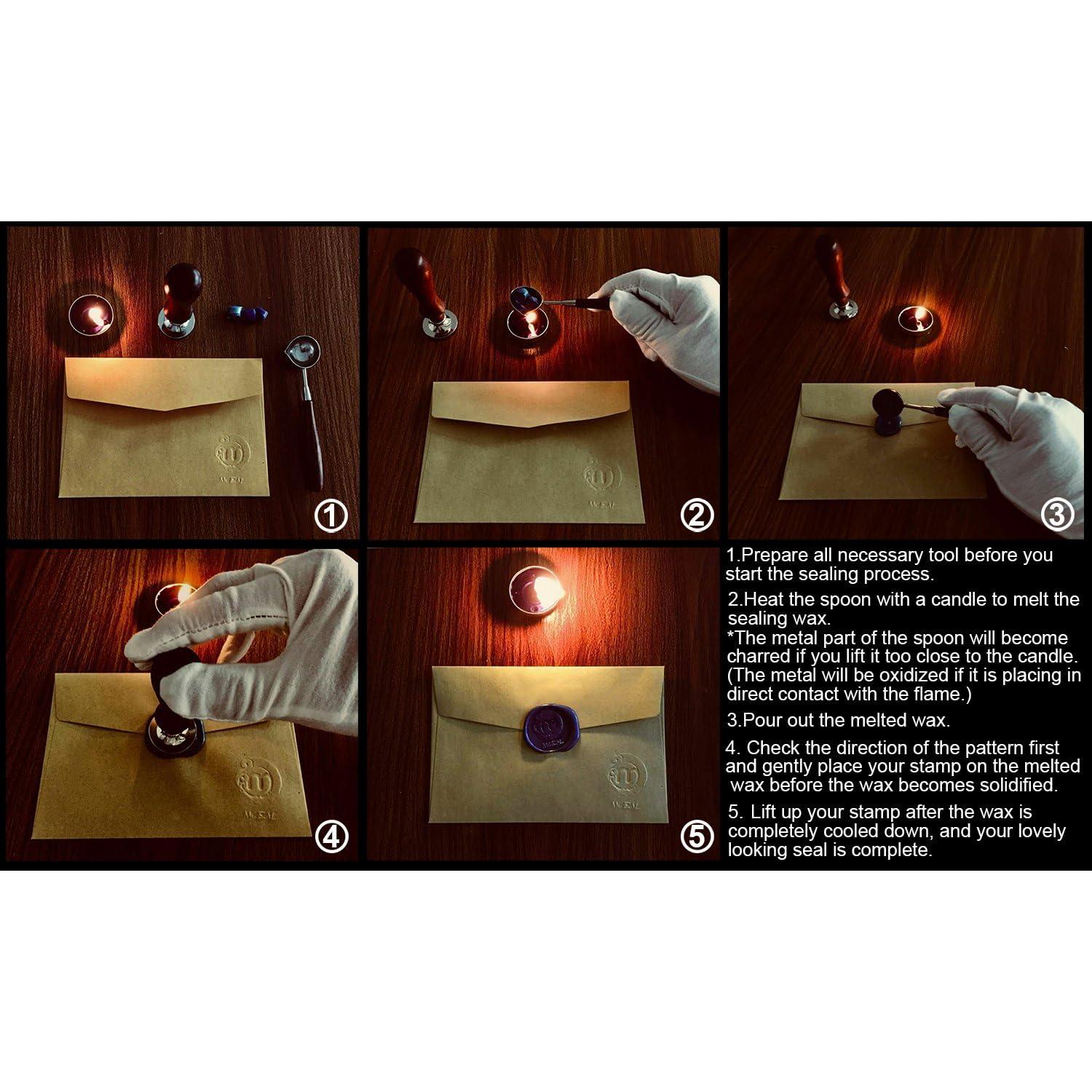 Sello de Cera Mceal Letra C 30mm Latón Plateado con Mango Madera