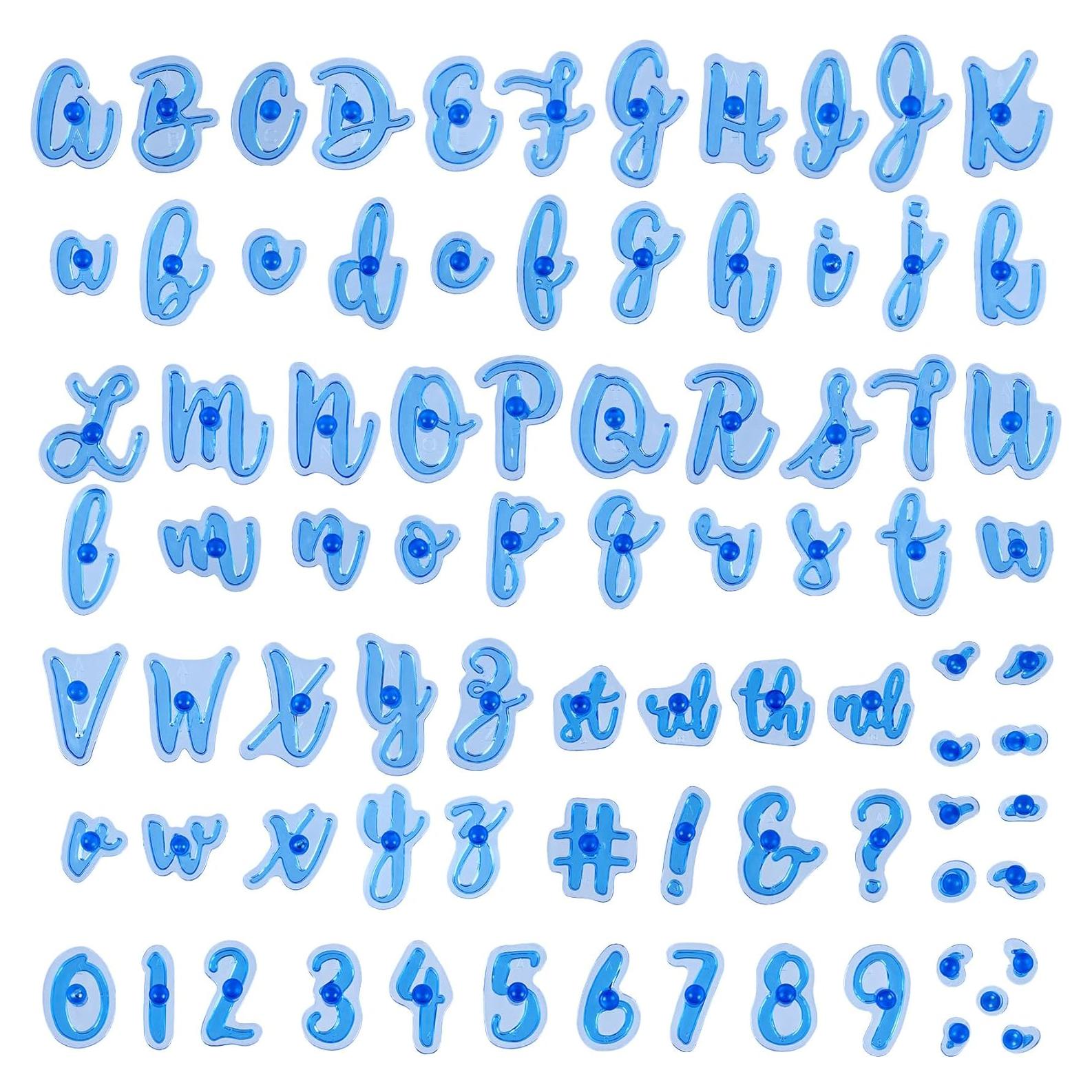 Set de 83 Sellos de Pasteles STSTR - Letras y Números Azul
