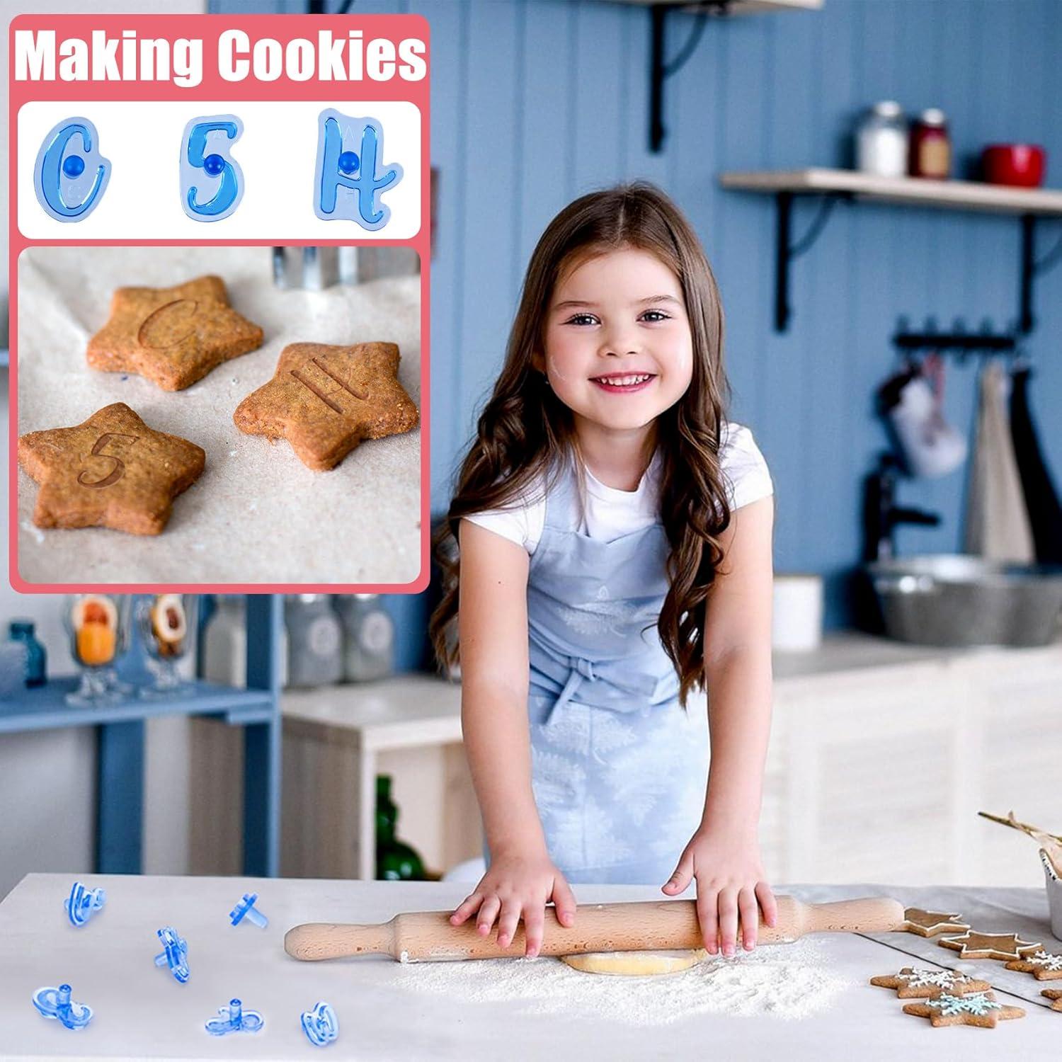 Set de 83 Sellos de Pasteles STSTR - Letras y Números Azul