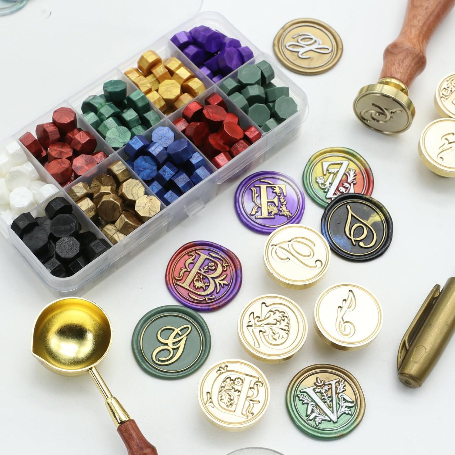 Kit de Sello de Cera Andotopee Inicial J con 200 Perlas