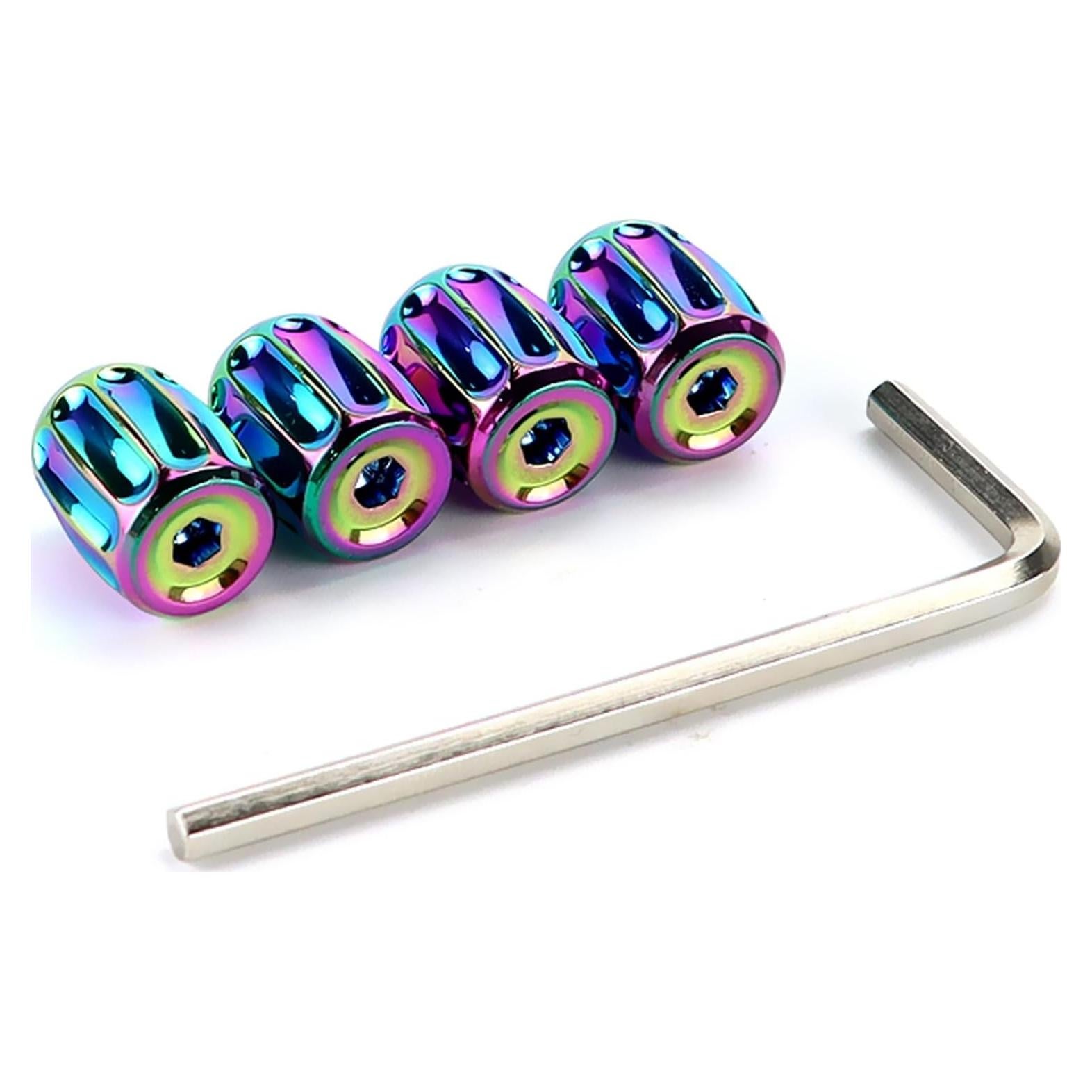 4 Tapones de Válvula de Neumático AVERZELLA Hexagonales Coloridos