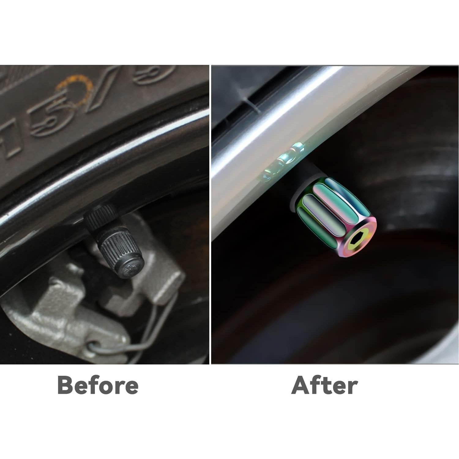 4 Tapones de Válvula de Neumático AVERZELLA Hexagonales Coloridos