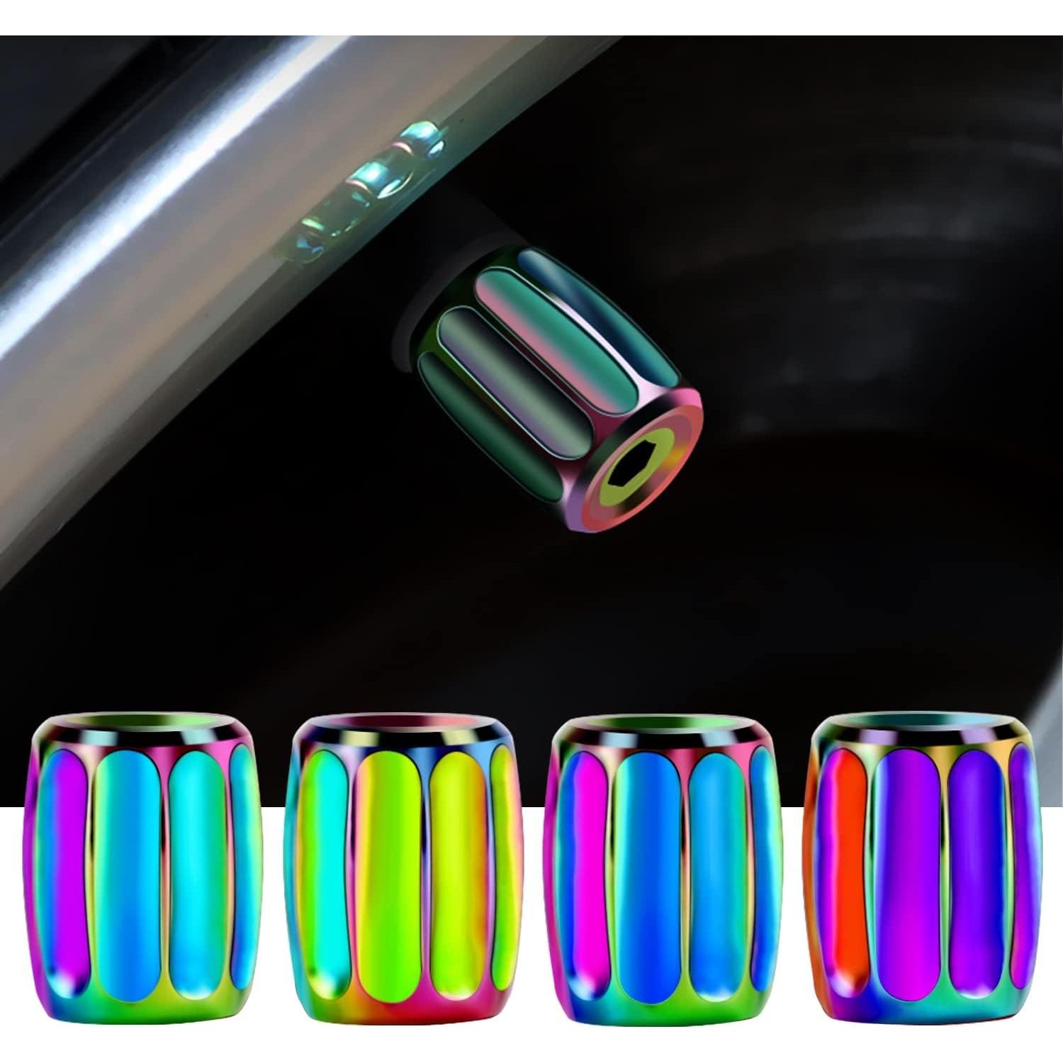 4 Tapones de Válvula de Neumático AVERZELLA Hexagonales Coloridos