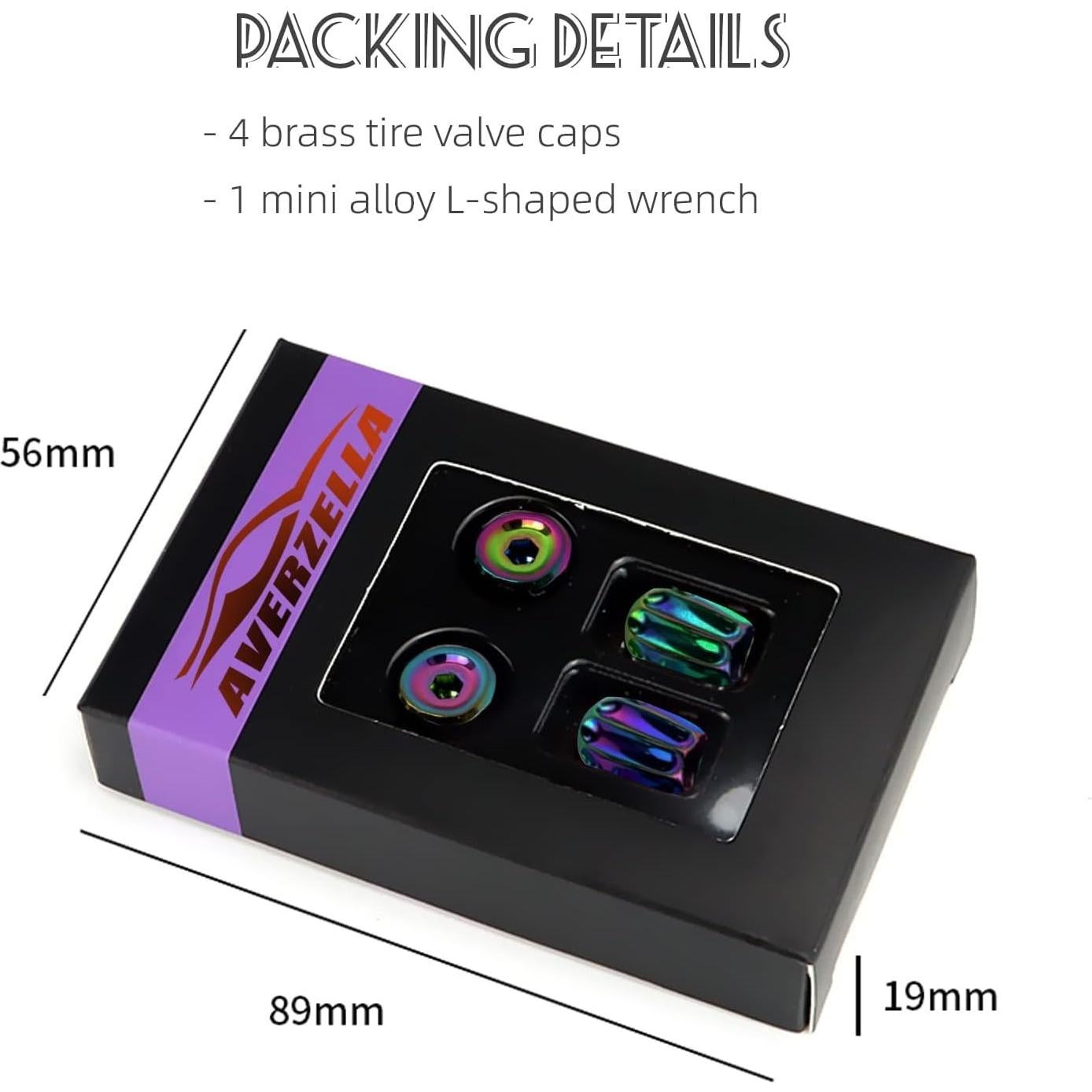 4 Tapones de Válvula de Neumático AVERZELLA Hexagonales Coloridos