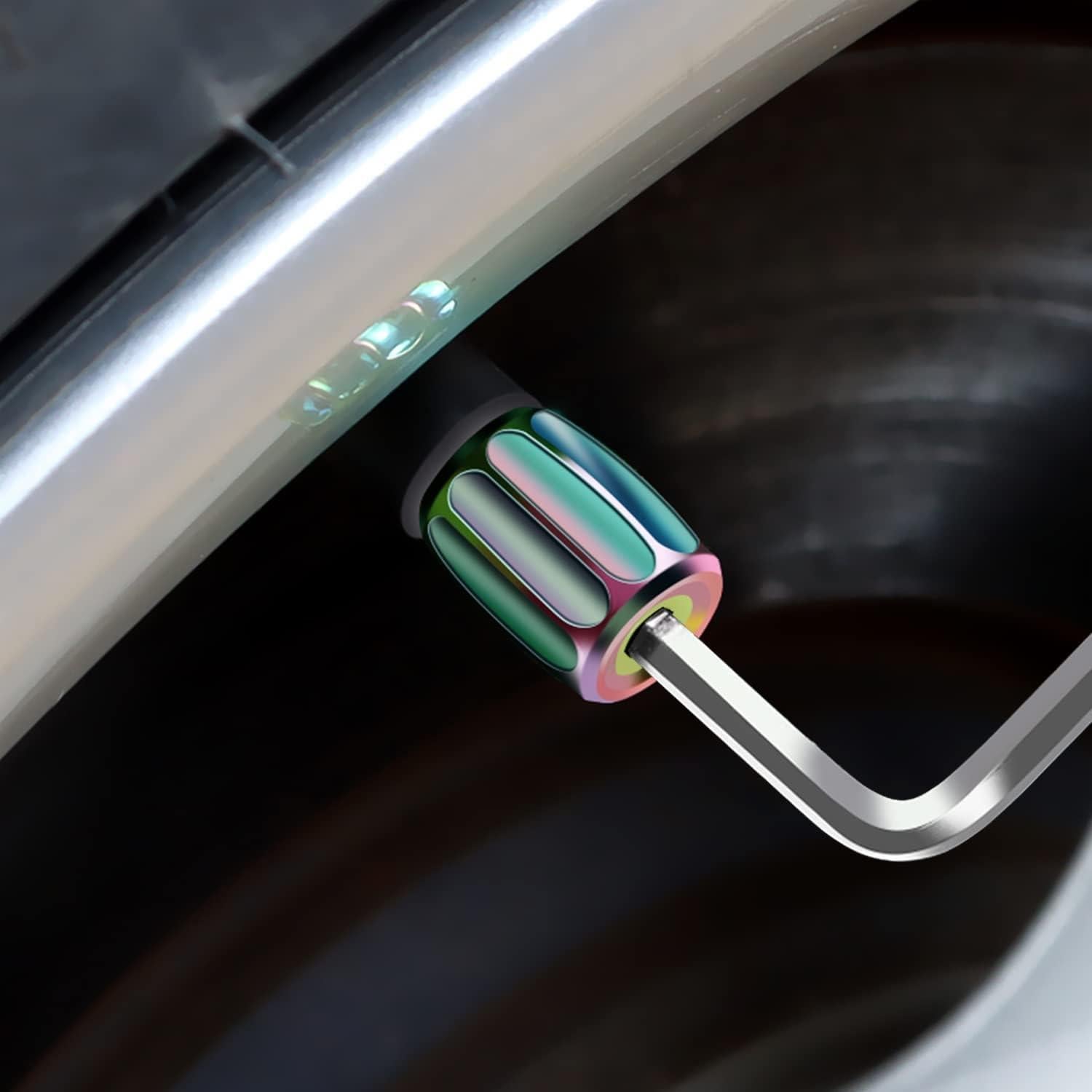 4 Tapones de Válvula de Neumático AVERZELLA Hexagonales Coloridos