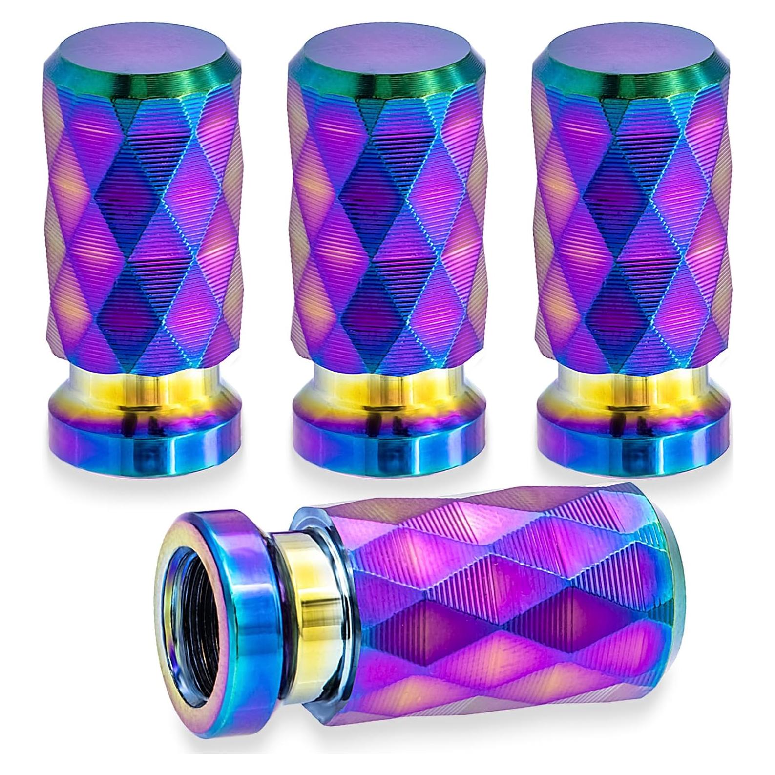 4 Tapones de Válvula de Neumático MEAJOO Coloridos 20mm