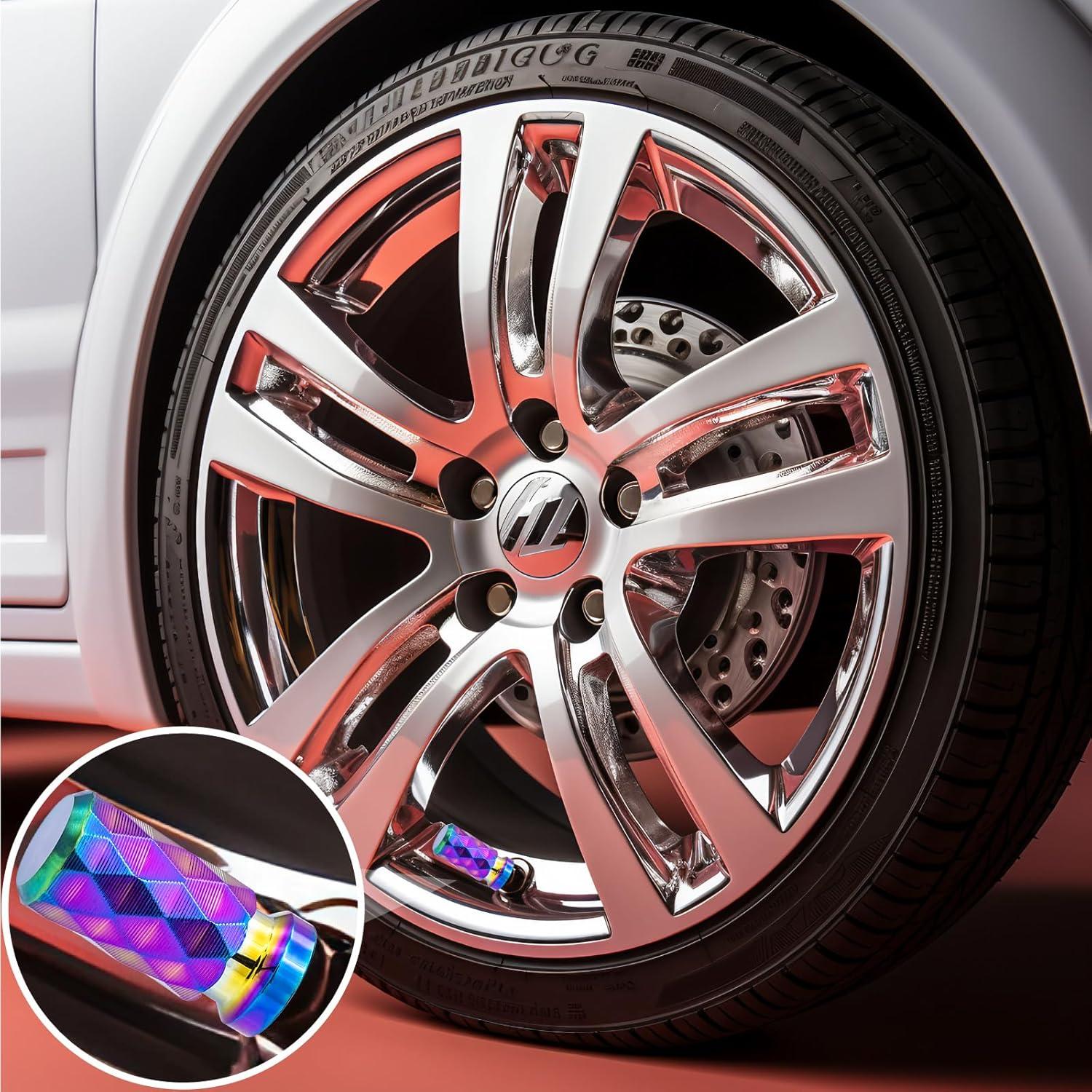 4 Tapones de Válvula de Neumático MEAJOO Coloridos 20mm