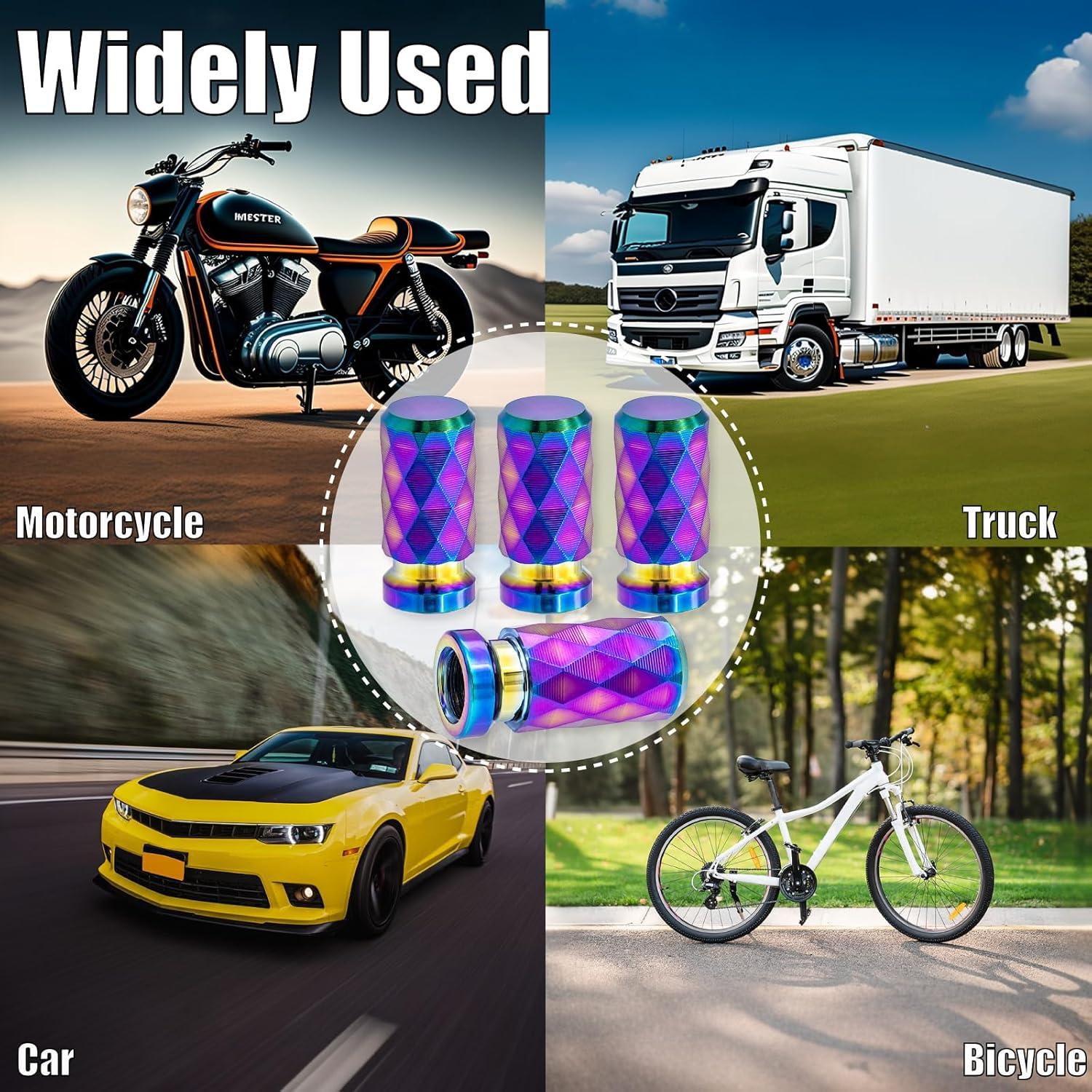 4 Tapones de Válvula de Neumático MEAJOO Coloridos 20mm