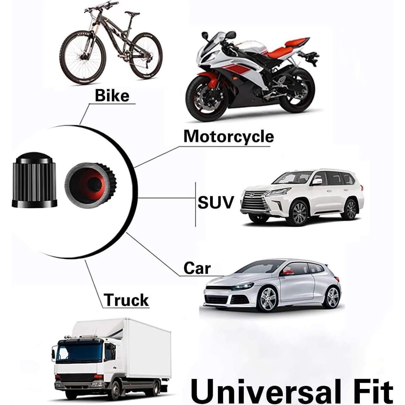 Paquete de 10 Tapas de Válvula de Neumático TPMSCENTER Negro