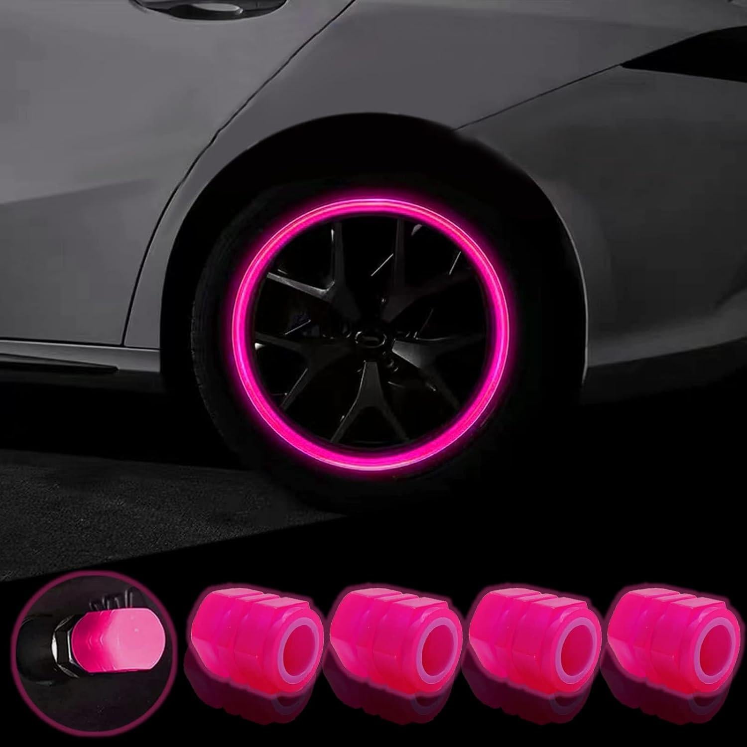 8 Tapones de Válvula de Neumático OSIFIT Luminosa Rosa