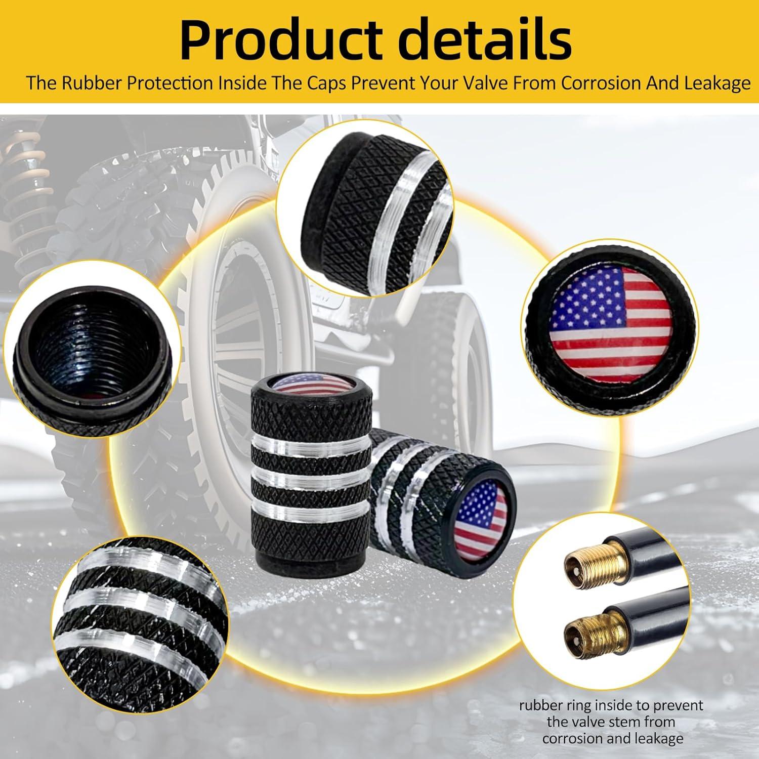 Tapas de Válvula de Neumático RVPNR - Paquete de 6 Aluminio Negro