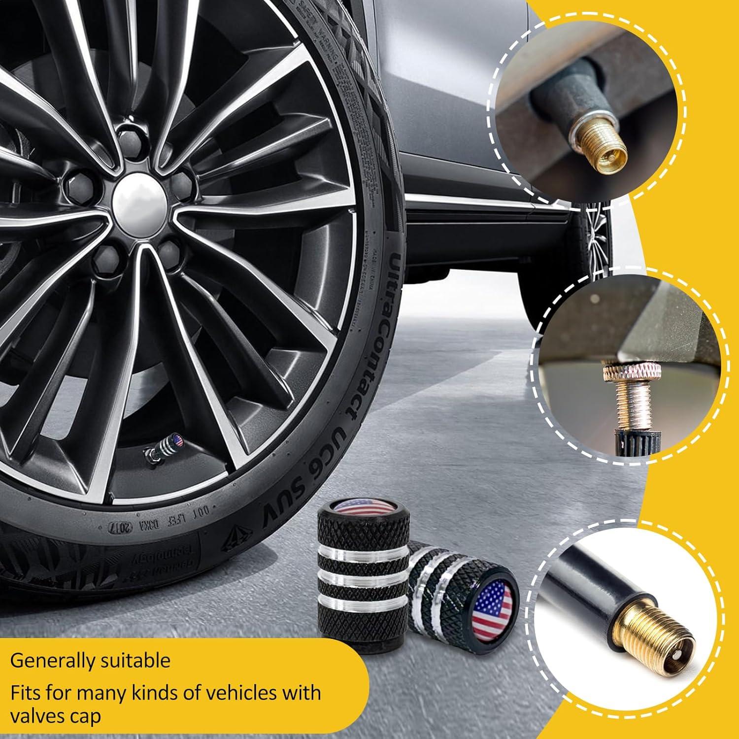 Tapas de Válvula de Neumático RVPNR - Paquete de 6 Aluminio Negro