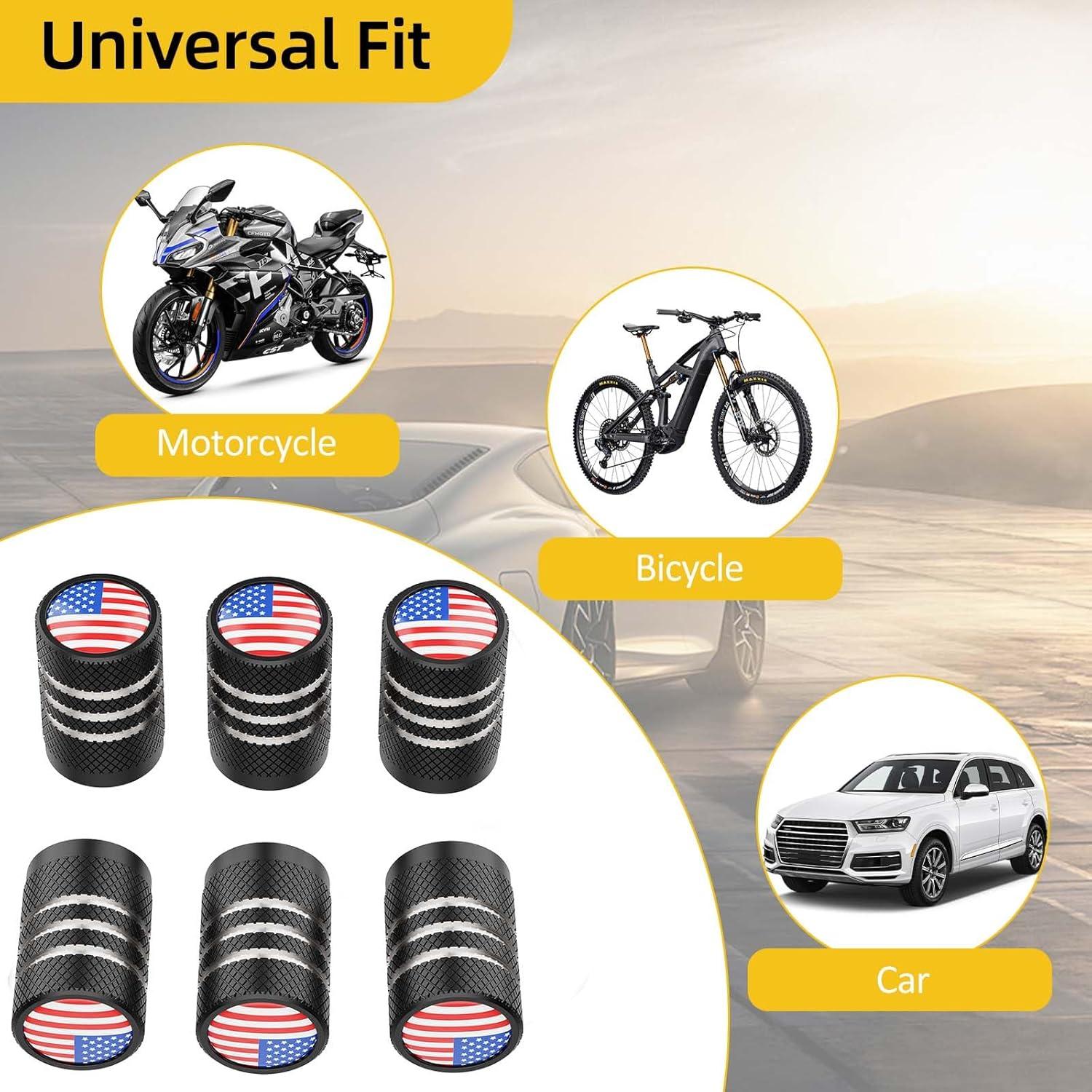 Tapas de Válvula de Neumático RVPNR - Paquete de 6 Aluminio Negro