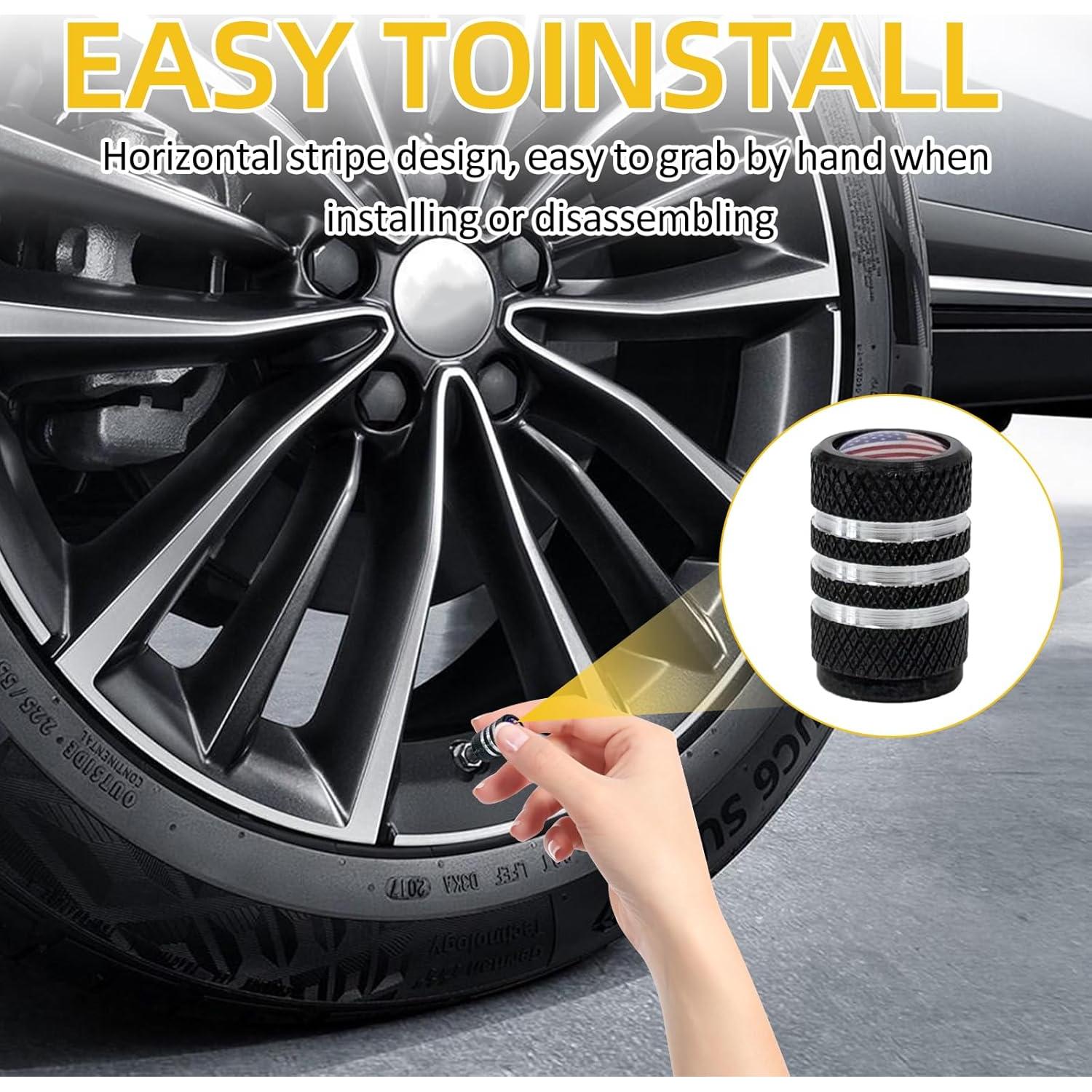 Tapas de Válvula de Neumático RVPNR - Paquete de 6 Aluminio Negro