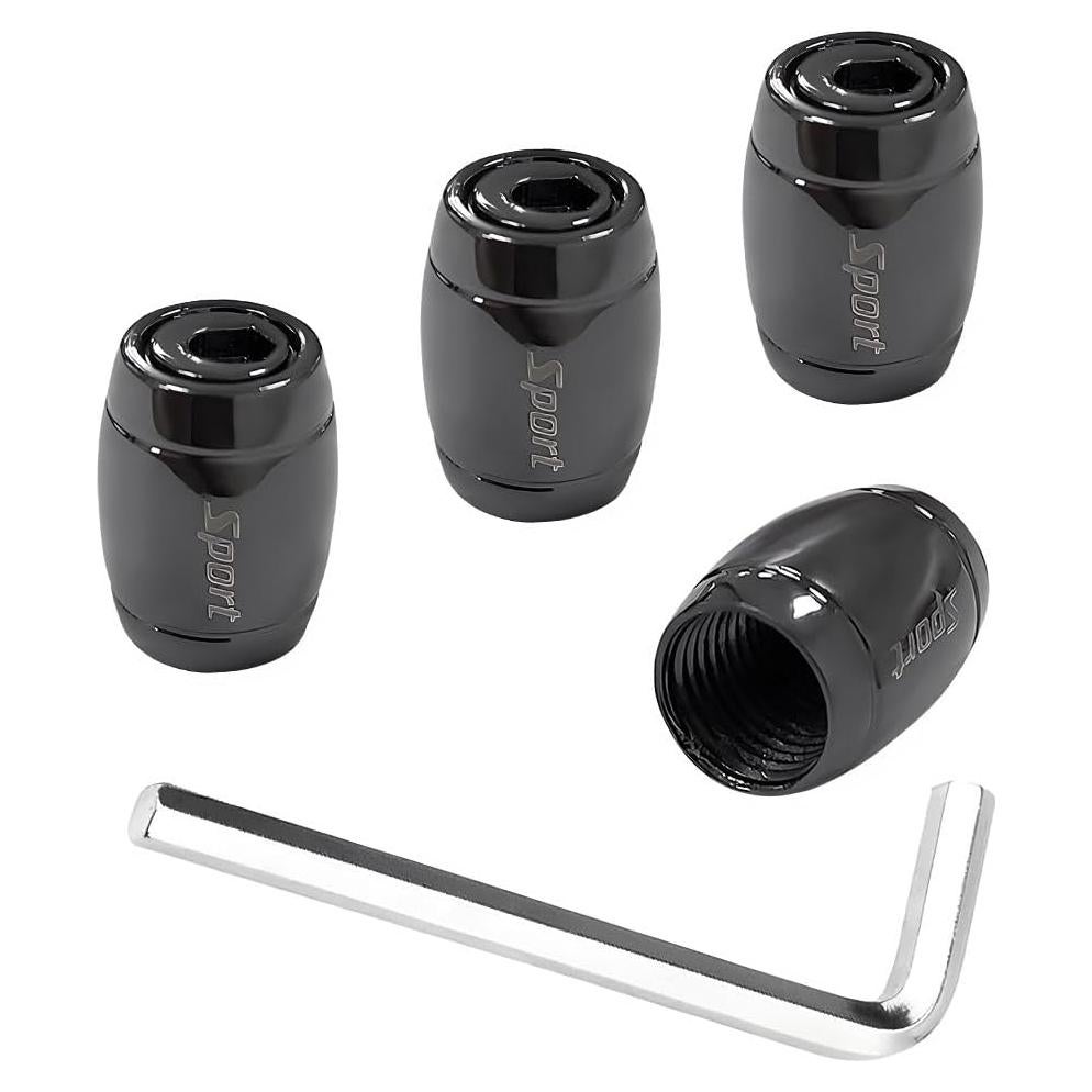 4 Tapones de Válvula de Neumático Gasedin con Bloqueo Negro