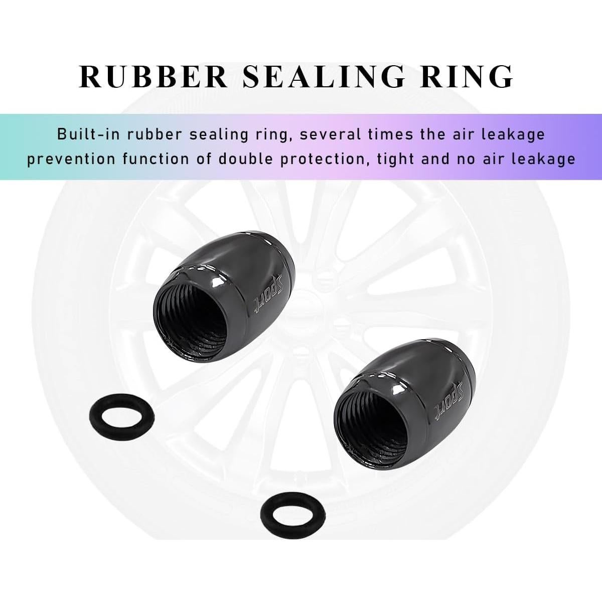 4 Tapones de Válvula de Neumático Gasedin con Bloqueo Negro