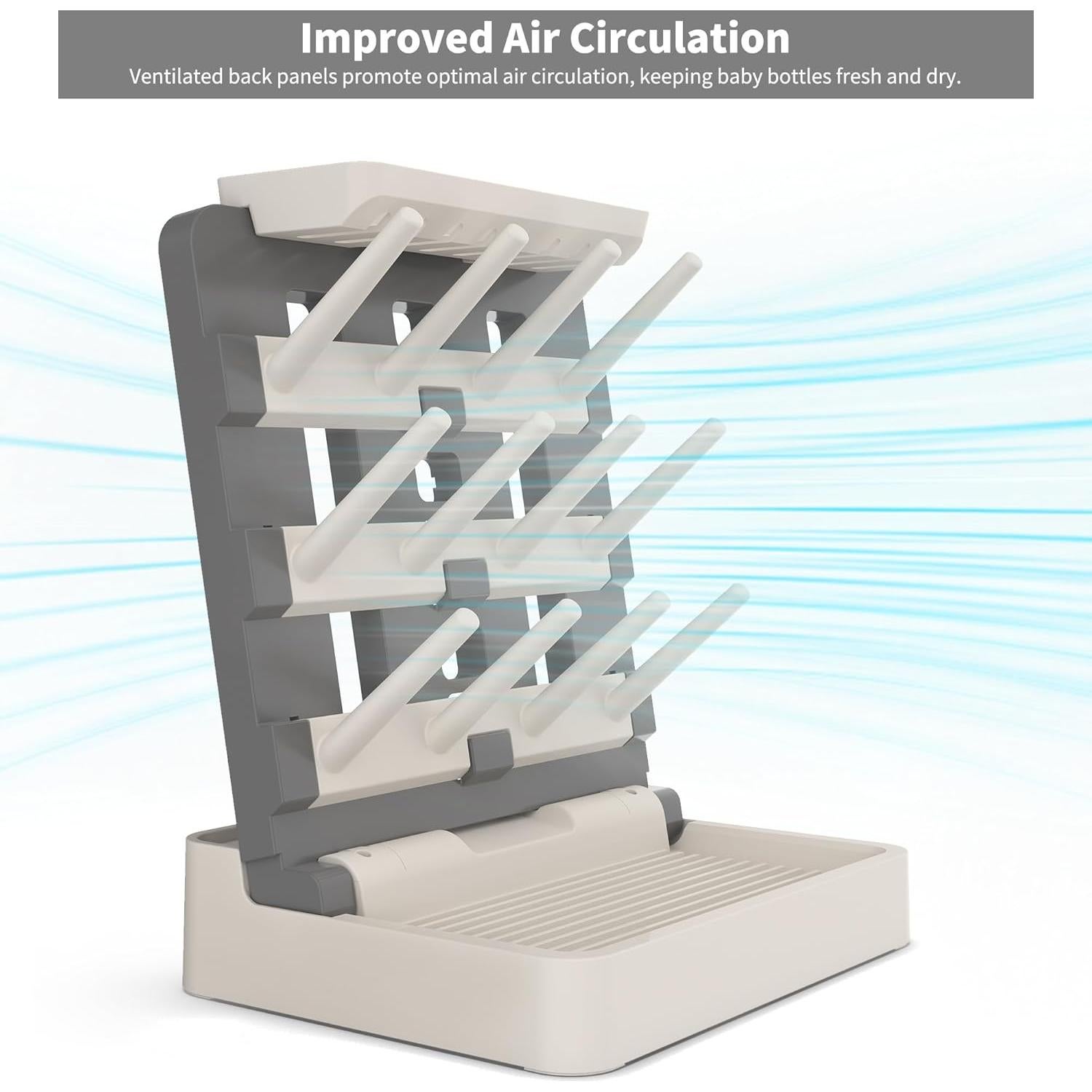 Soporte para Secado de Biberones CINWWNI Gris y Caqui 12 Biberones