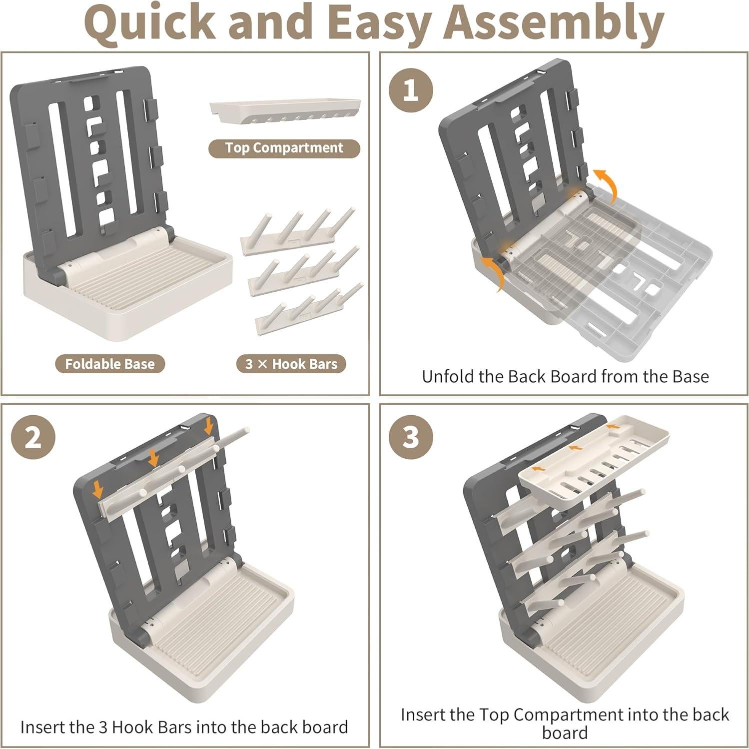 Soporte para Secado de Biberones CINWWNI Gris y Caqui 12 Biberones
