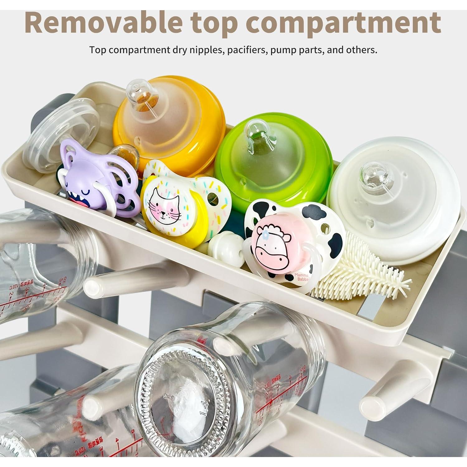 Soporte para Secado de Biberones CINWWNI Gris y Caqui 12 Biberones