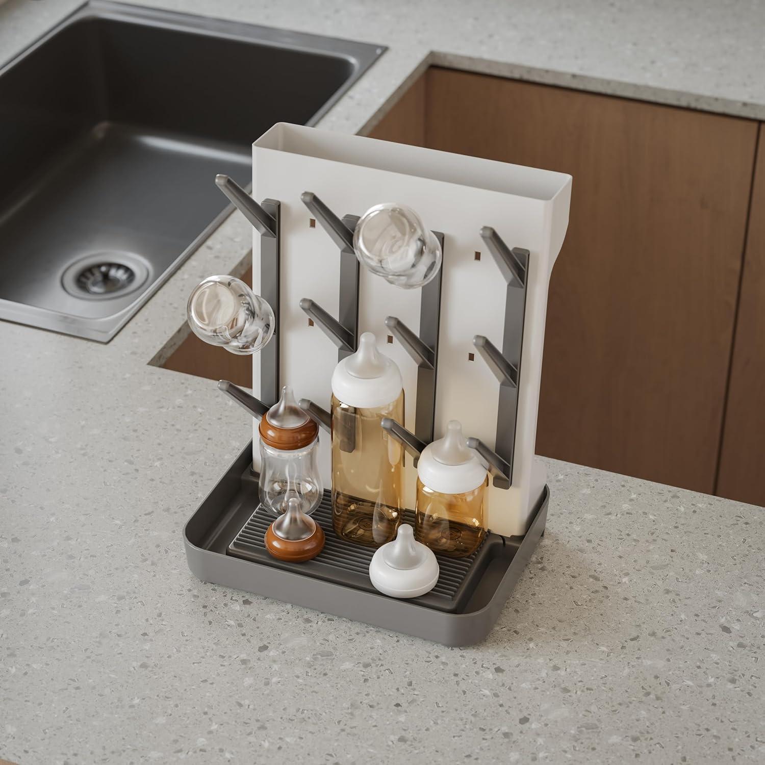 Soporte de Secado de Biberones IEEK - Vertical, Ahorra Espacio, 12 Picos