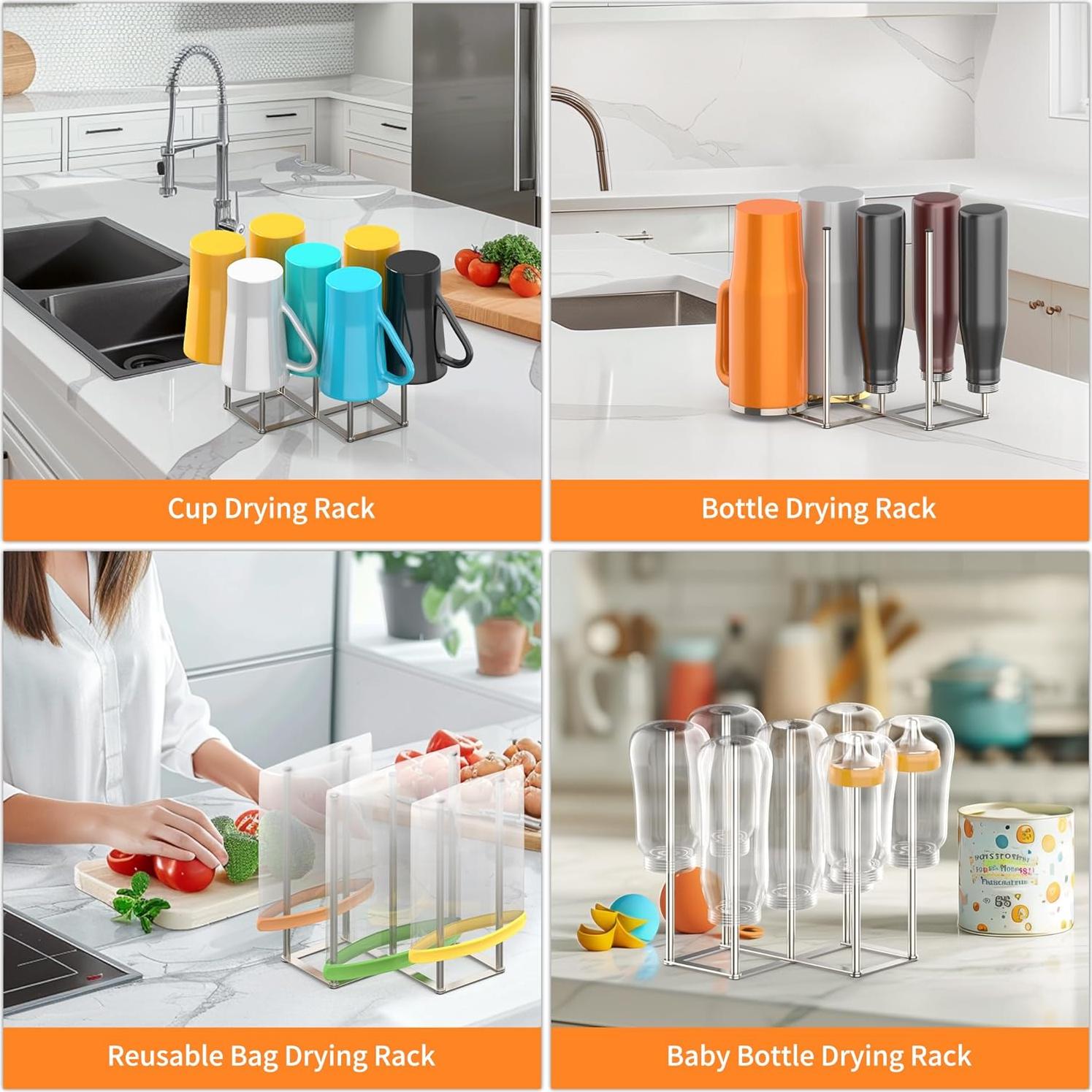 Soporte Plegable para Secar Botellas KORRTFID Acero Inoxidable