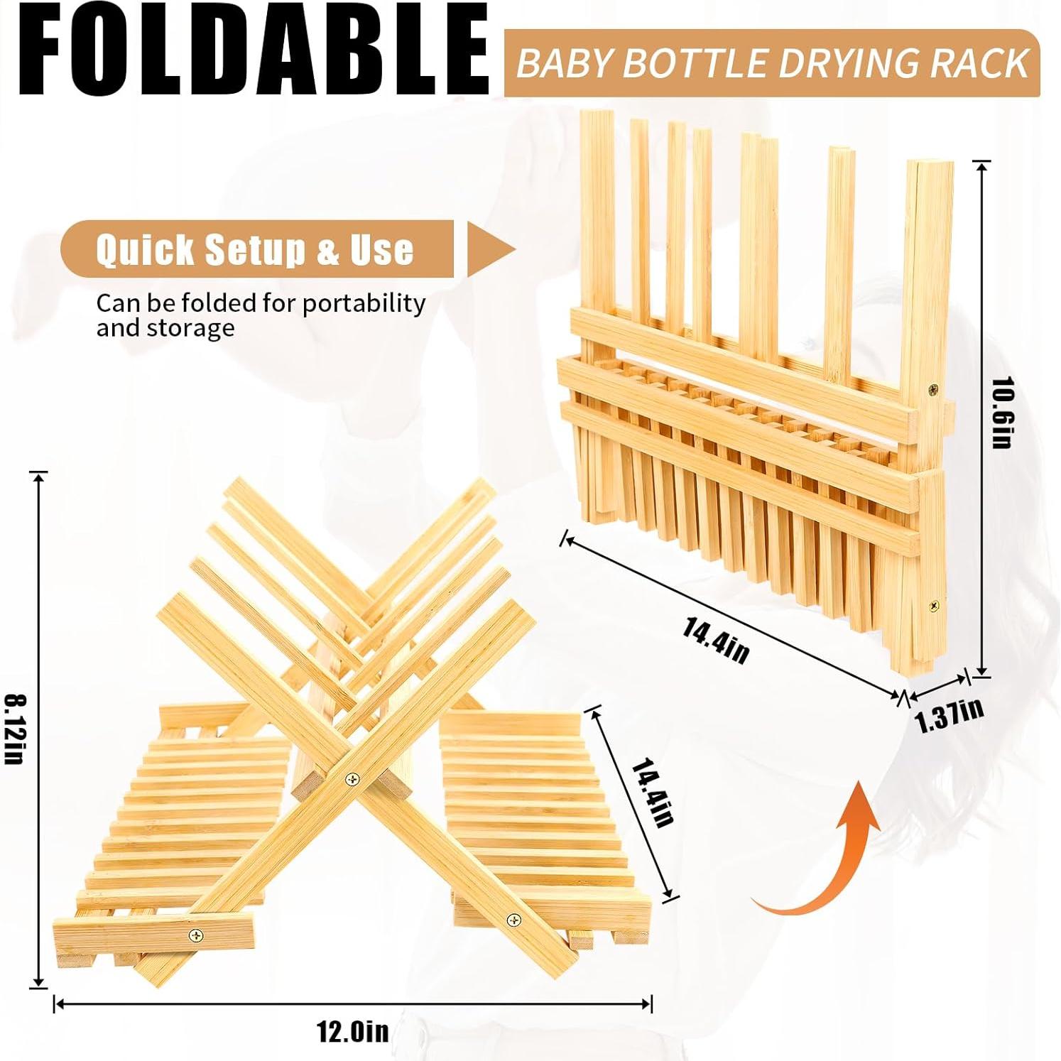 Secador de Botellas para Bebés MJZ de Bambú Plegable 36.5x30.5cm