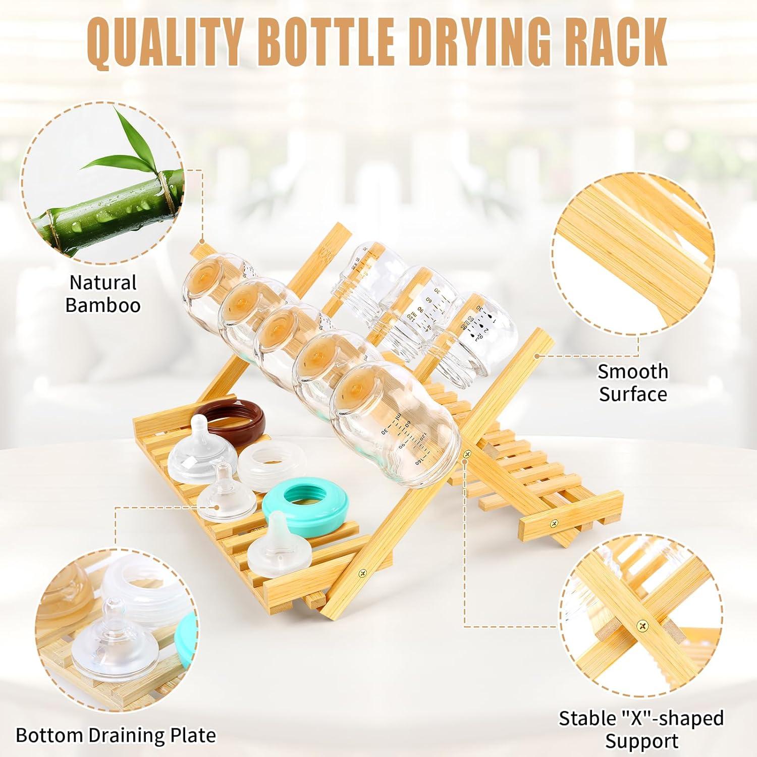 Secador de Botellas para Bebés MJZ de Bambú Plegable 36.5x30.5cm