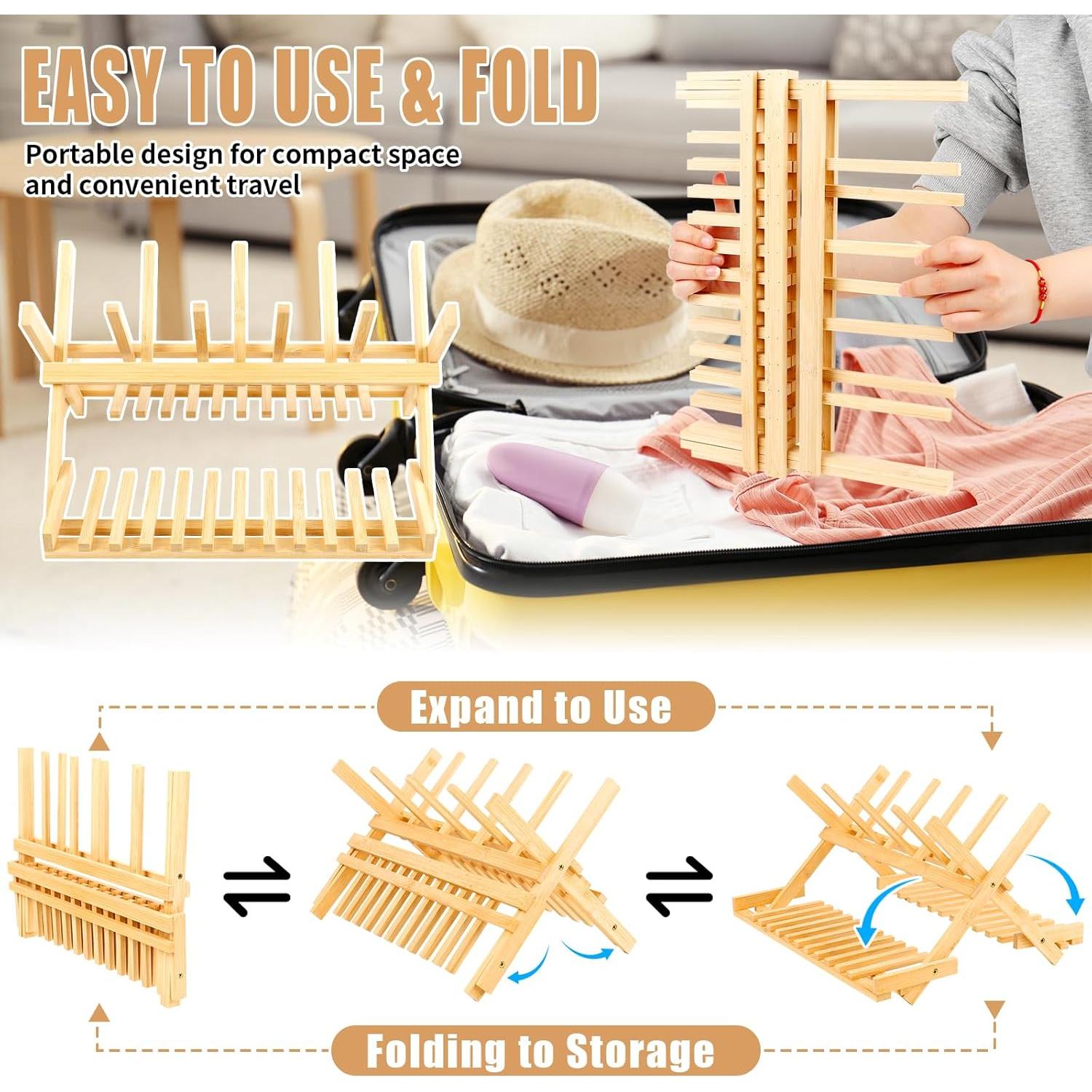 Secador de Botellas para Bebés MJZ de Bambú Plegable 36.5x30.5cm